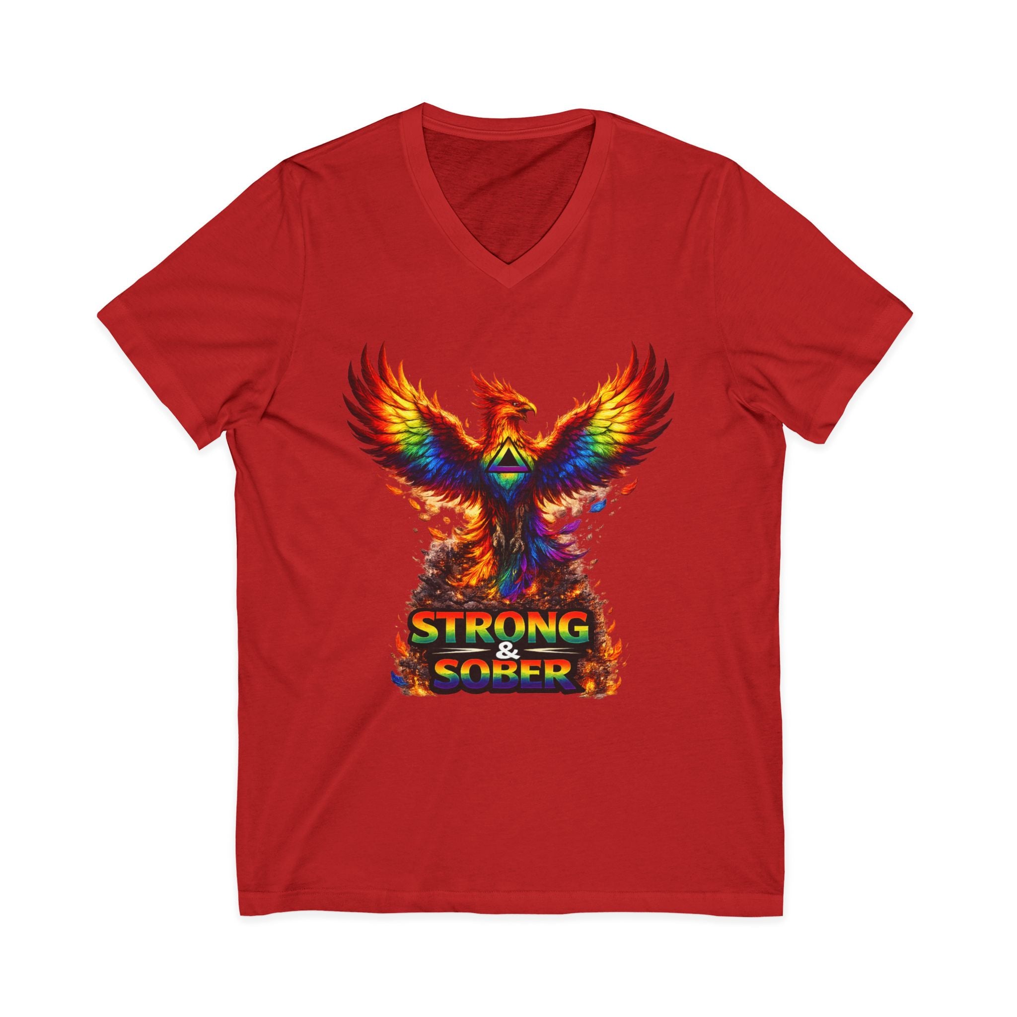 Strong & Sober Phoenix V-Neck Tee — Recovery Inspirational T-Shirt