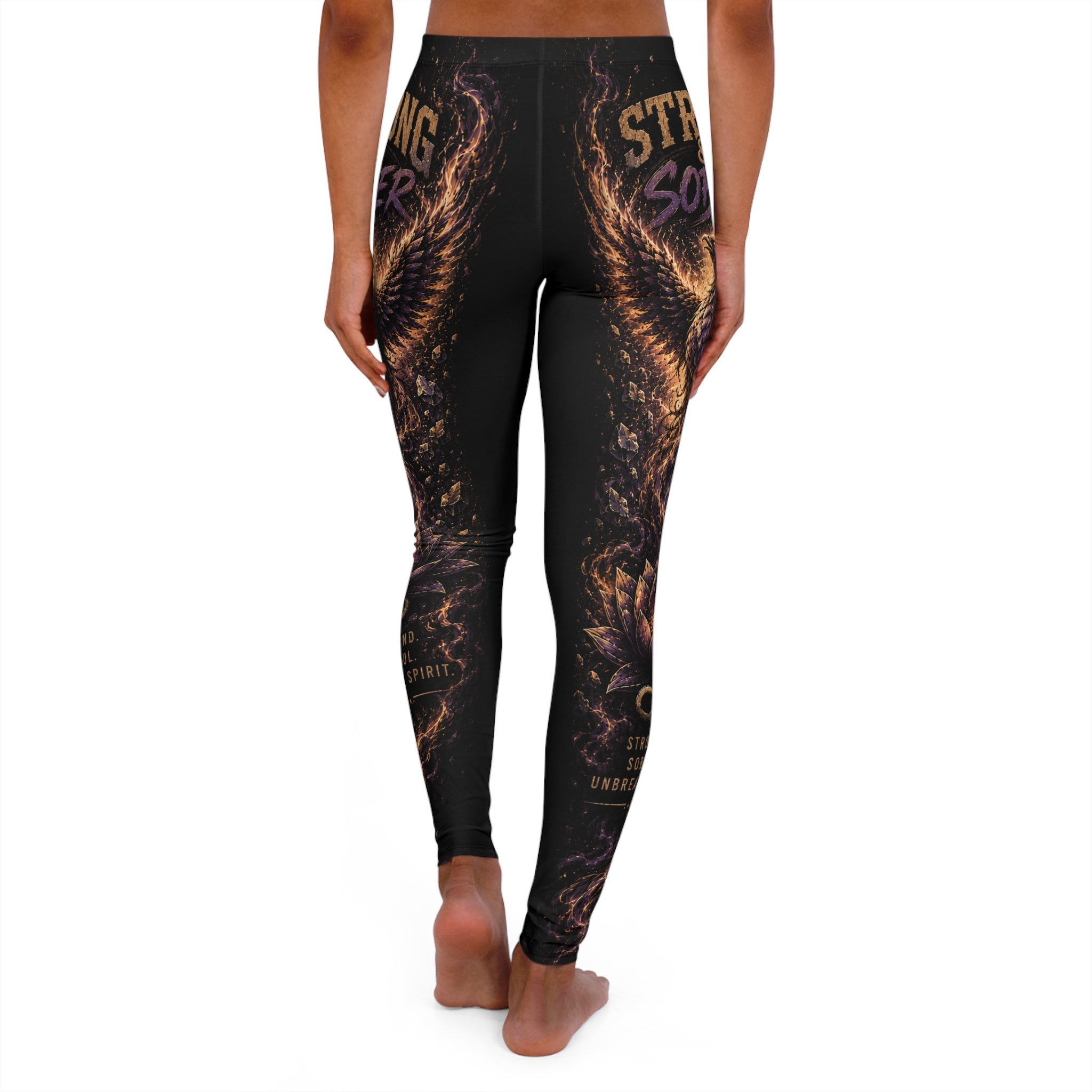 Phoenix Wings Graphic Leggings — 'Strong Soul' Inspirational Yoga Leggings