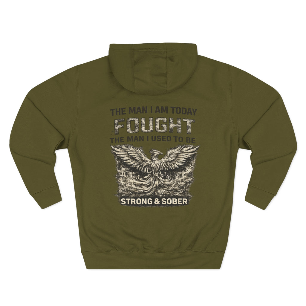 Strong & Sober Hoodie — Recovery Motivational Pullover with Eagle Back Graphic
