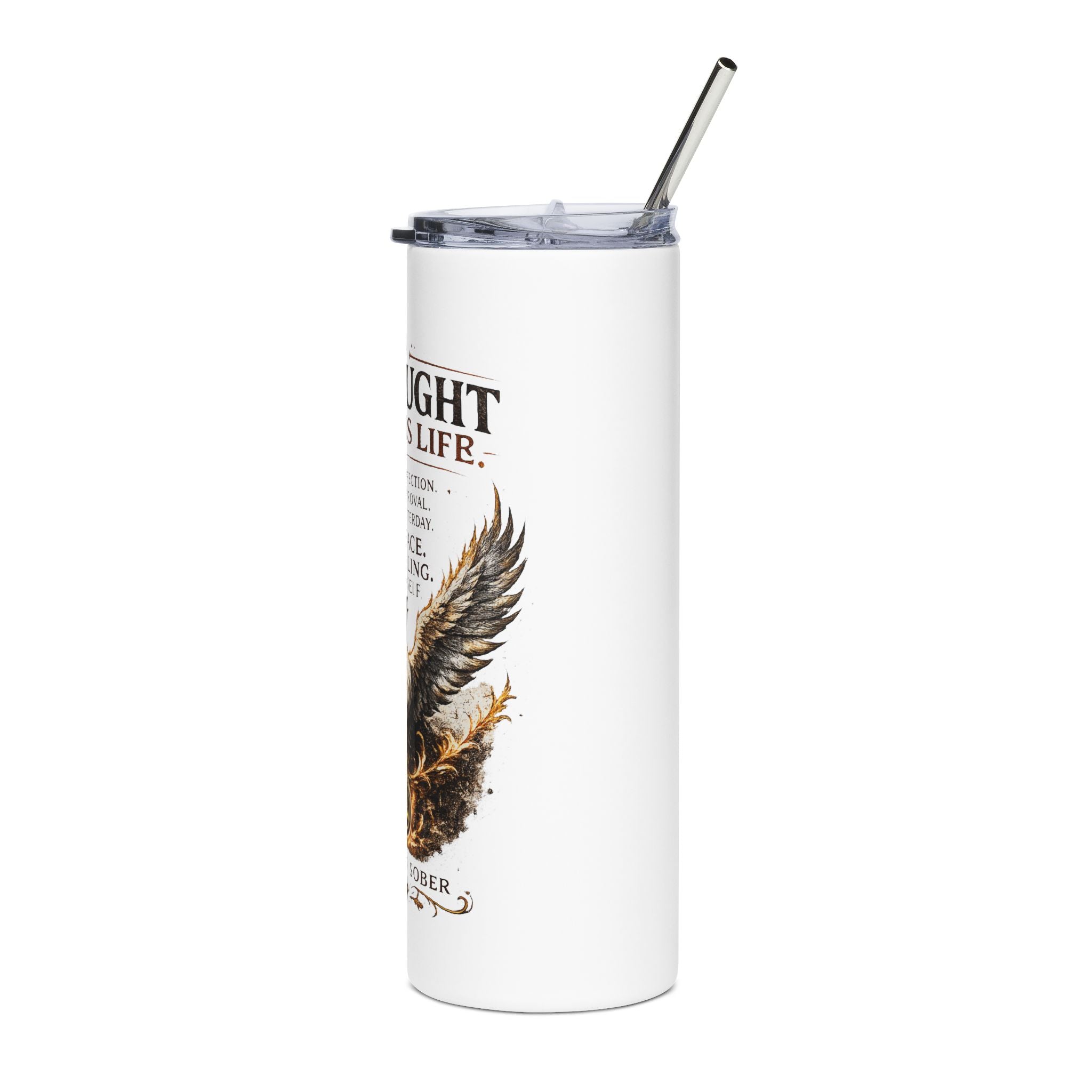 20oz Stainless Tumbler — He Fought For This Life Eagle Recovery Tribute