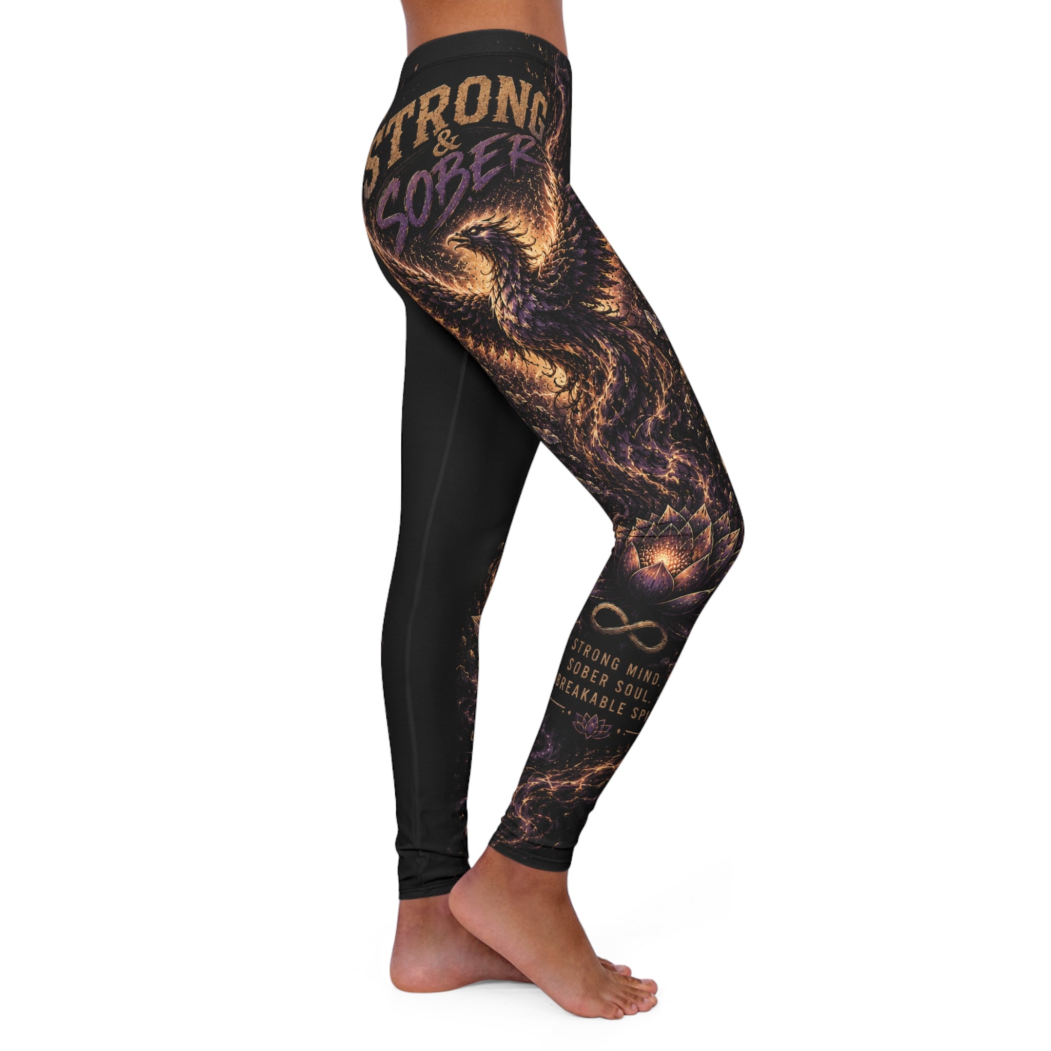 Phoenix Wings Graphic Leggings — 'Strong Soul' Inspirational Yoga Leggings