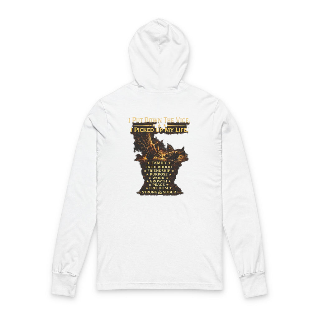 Strong & Sober Hooded Long Sleeve Tee — Recovery Motivation Shirt