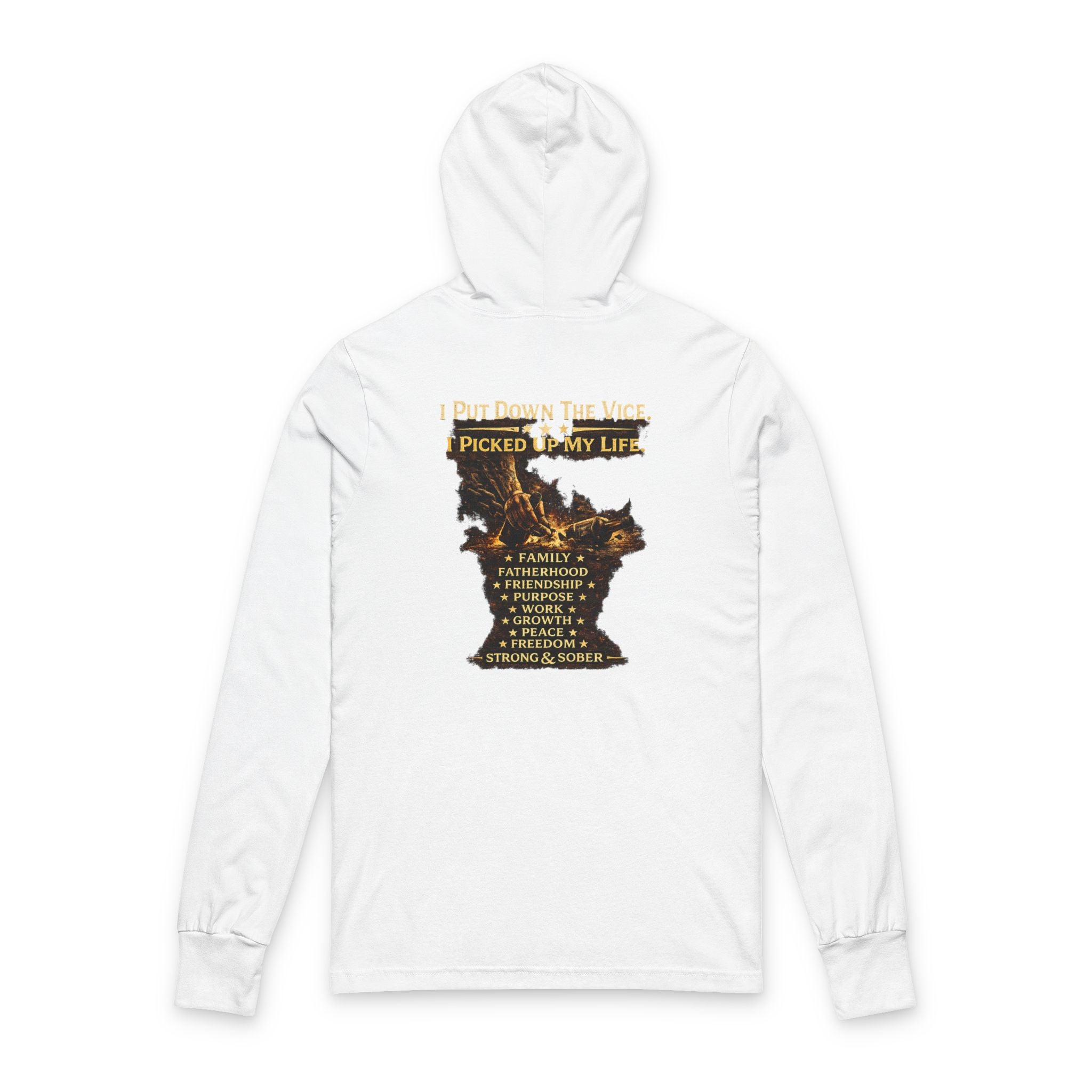 Strong & Sober Hooded Long Sleeve Tee — Recovery Motivation Shirt