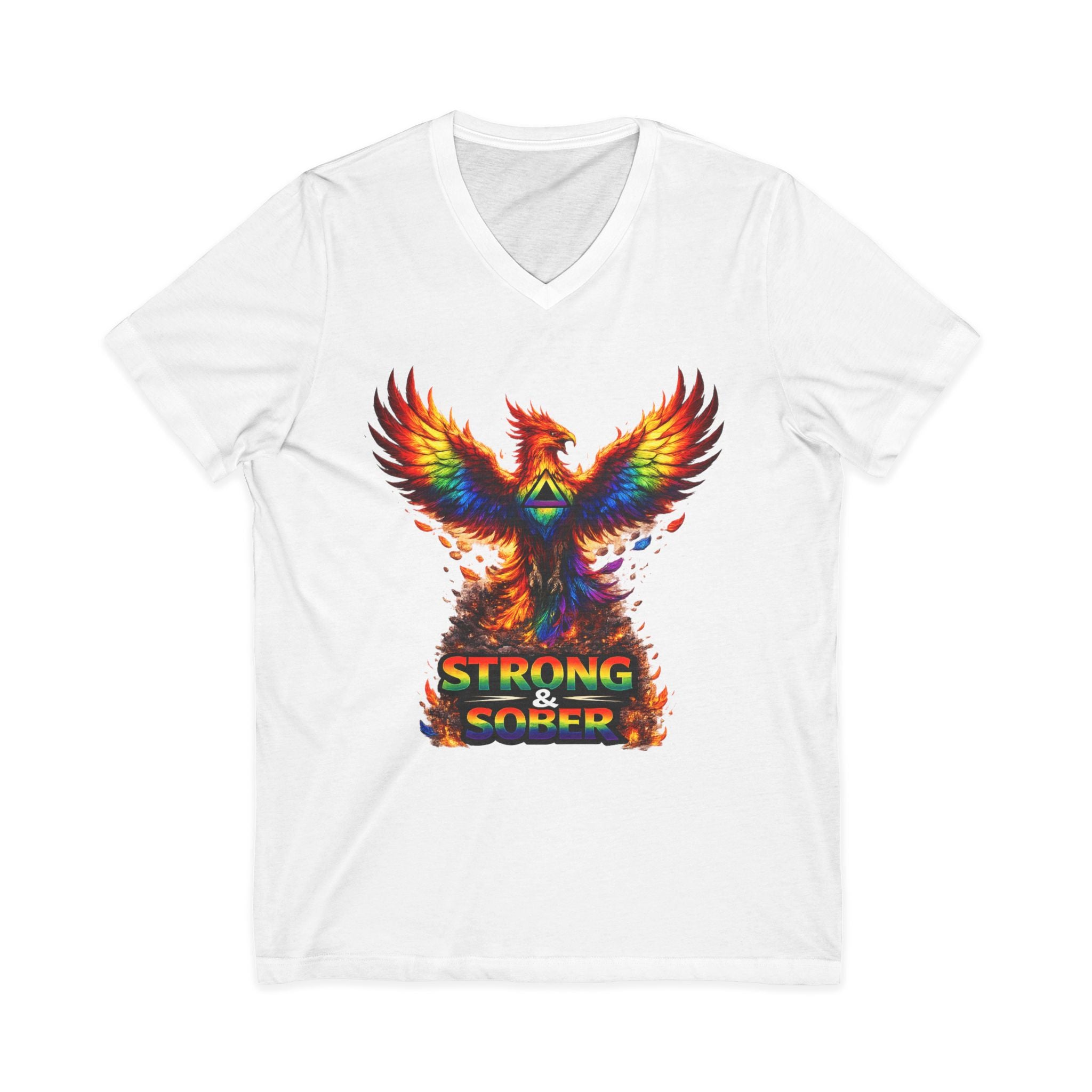 Strong & Sober Phoenix V-Neck Tee — Recovery Inspirational T-Shirt