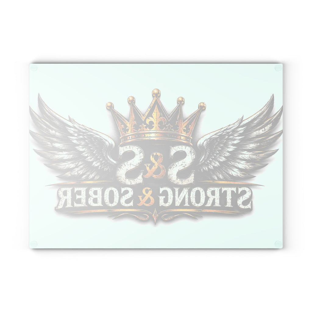 Glass Cutting Board - Strong & Sober Crown Design