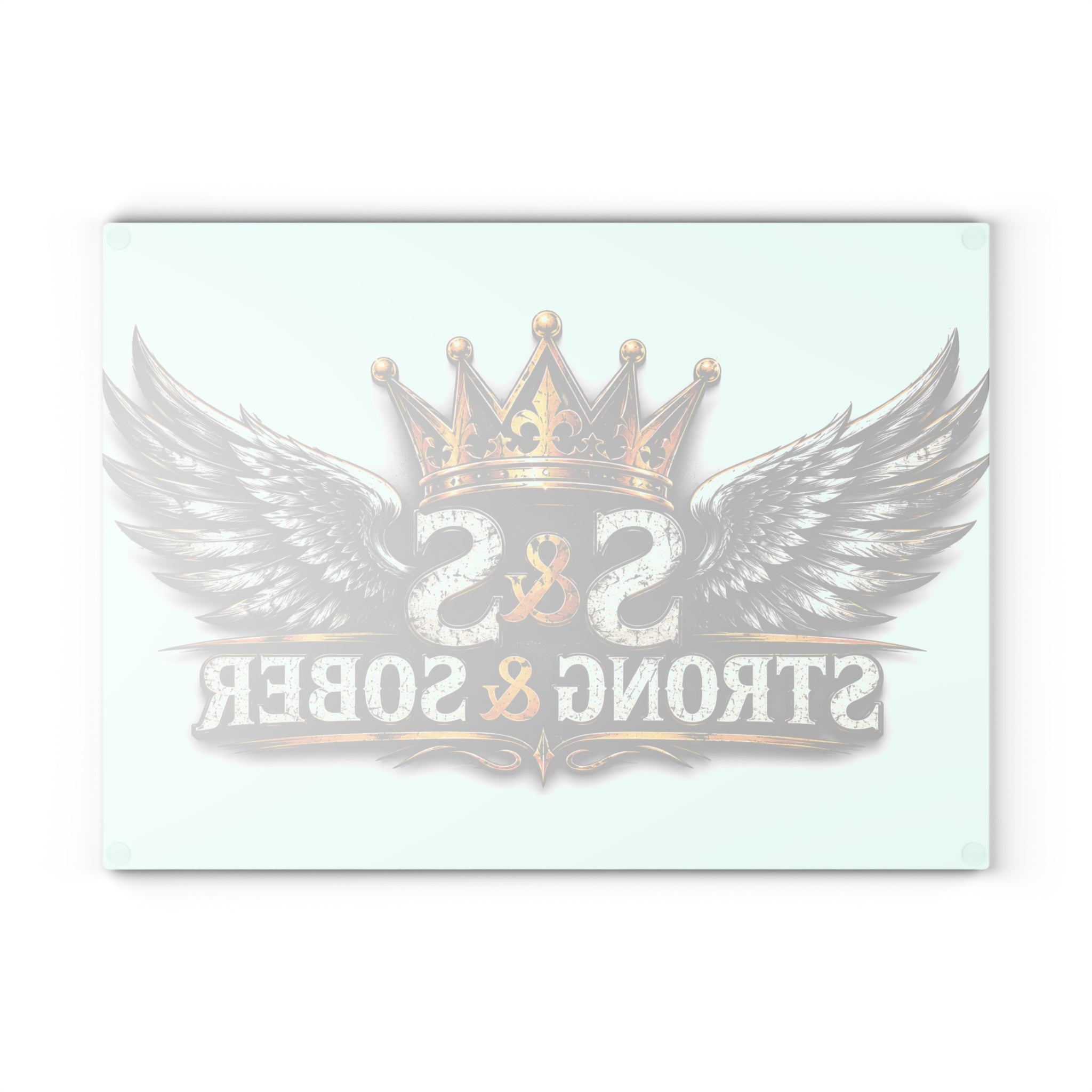 Glass Cutting Board - Strong & Sober Crown Design