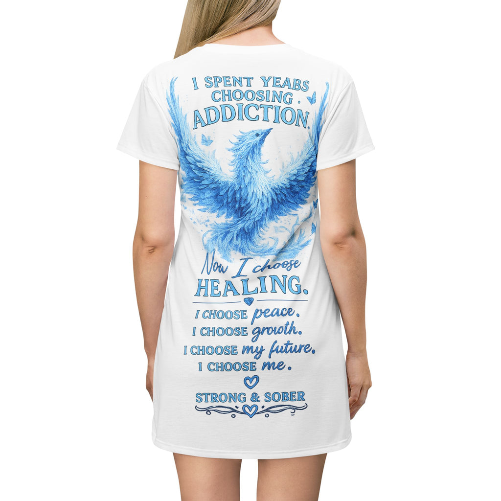 Strong & Sober Phoenix T-Shirt Dress — I Spent Years Choosing Addiction, Now I Choose Healing