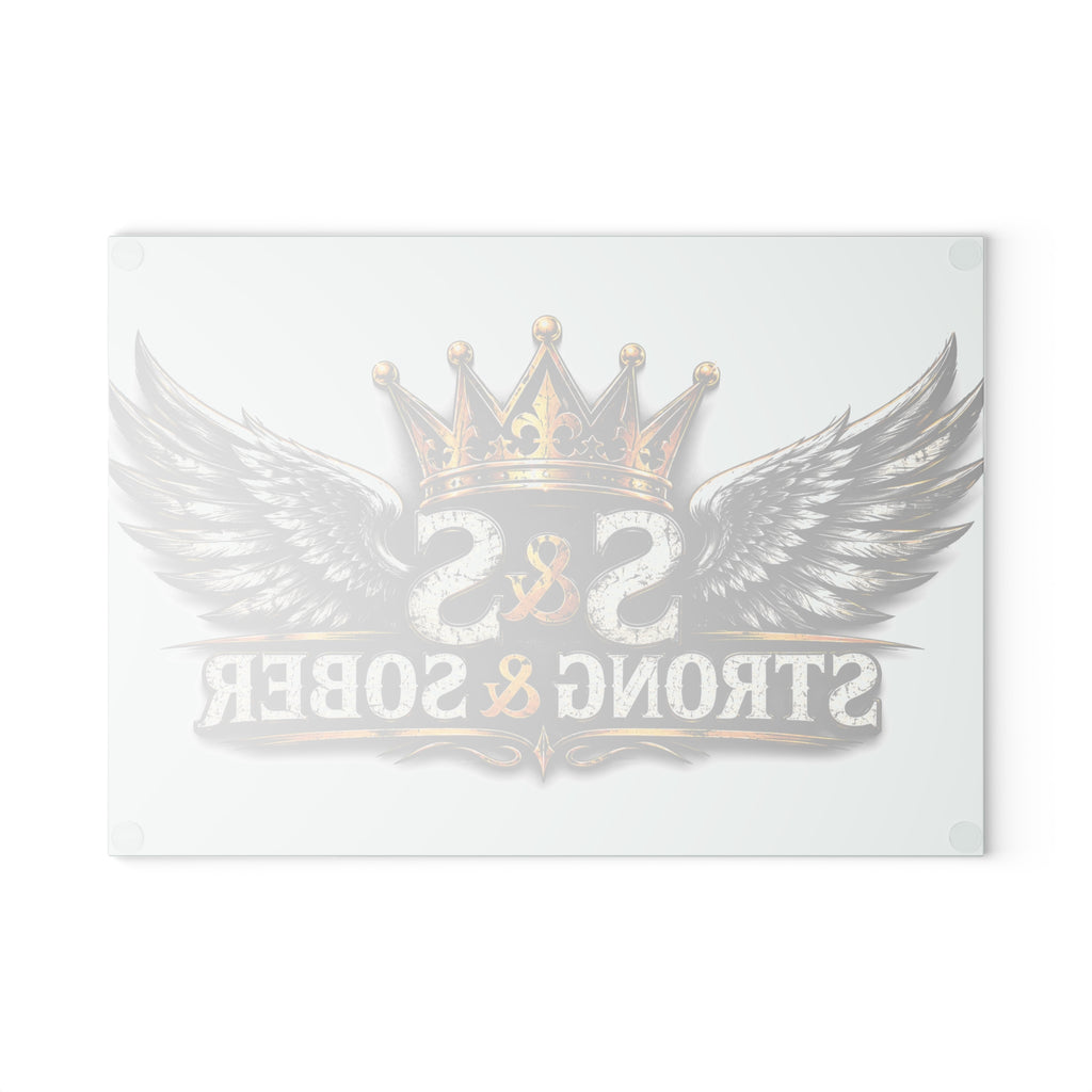Glass Cutting Board - Strong & Sober Crown Design