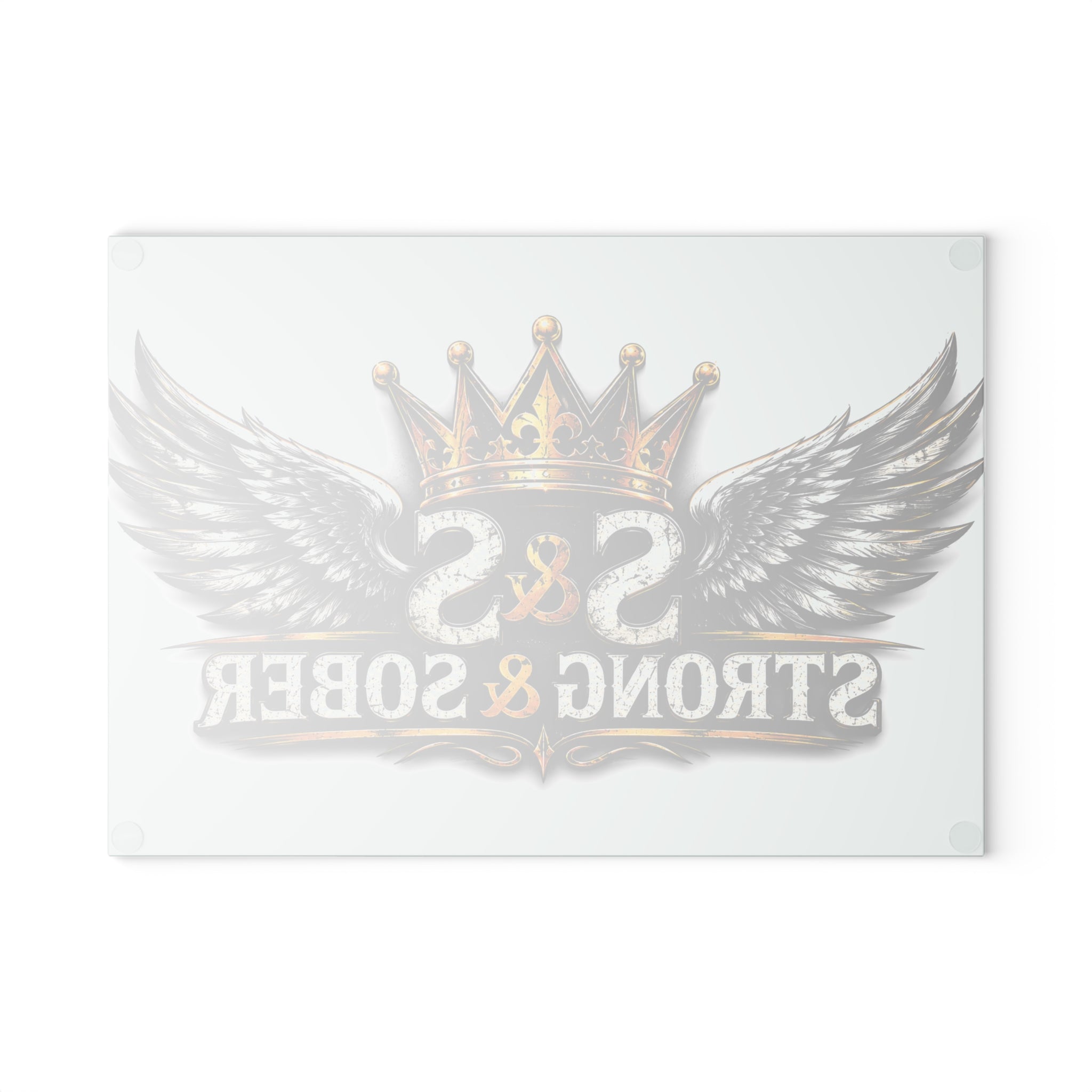 Glass Cutting Board - Strong & Sober Crown Design