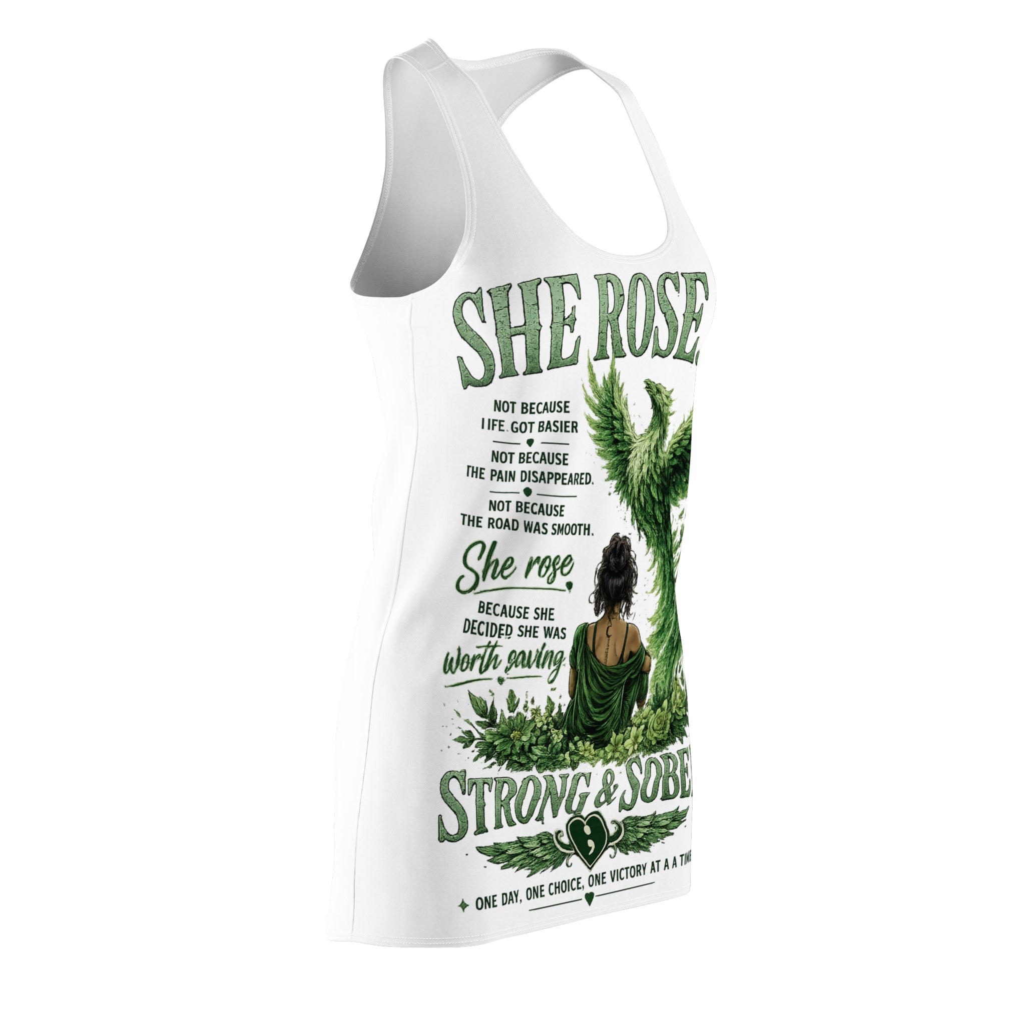 She Rose Racerback Dress — Green Graphic
