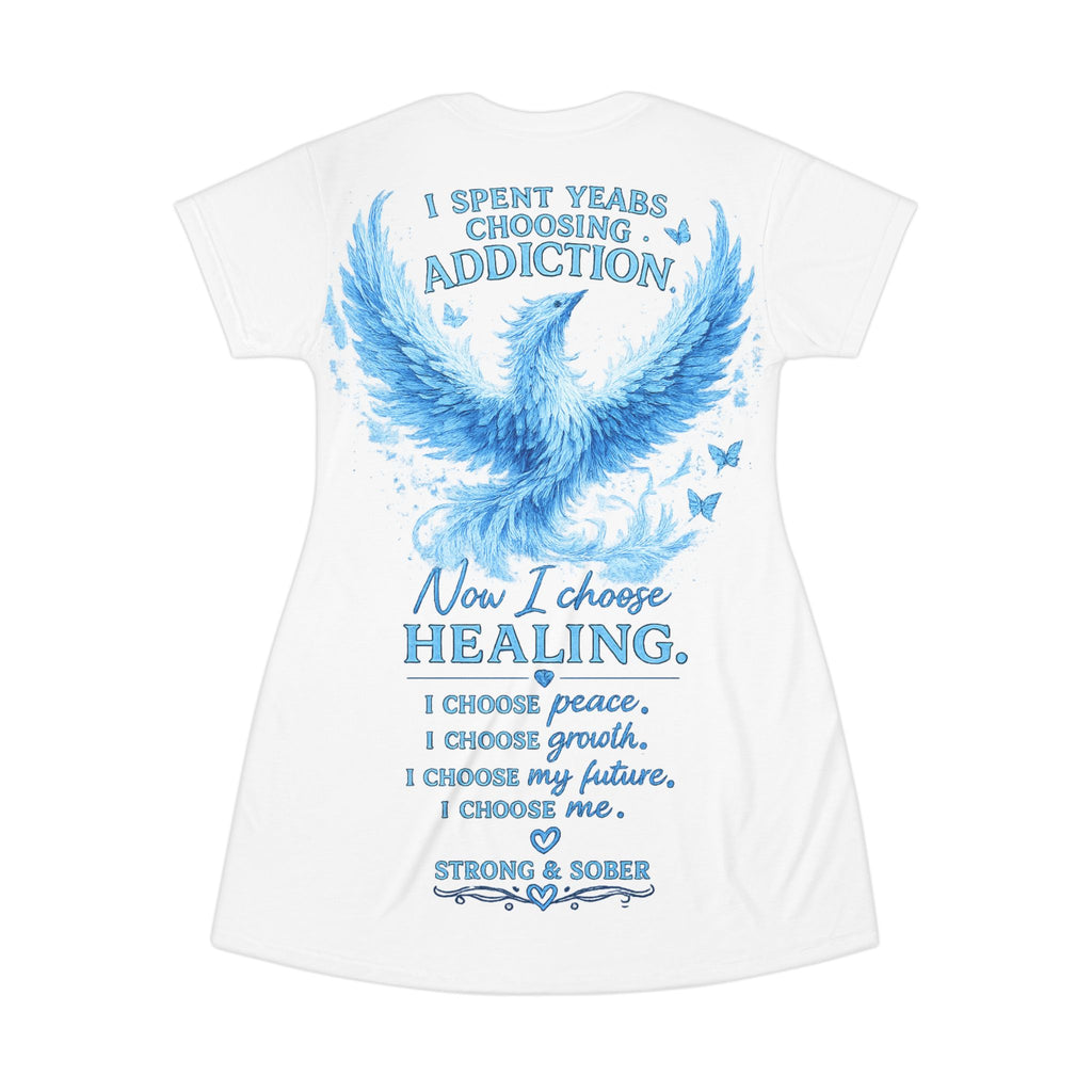 Strong & Sober Phoenix T-Shirt Dress — I Spent Years Choosing Addiction, Now I Choose Healing