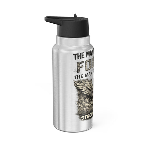 32oz Stainless Recovery Tumbler — "Fought" Strong & Sober Motivational Design