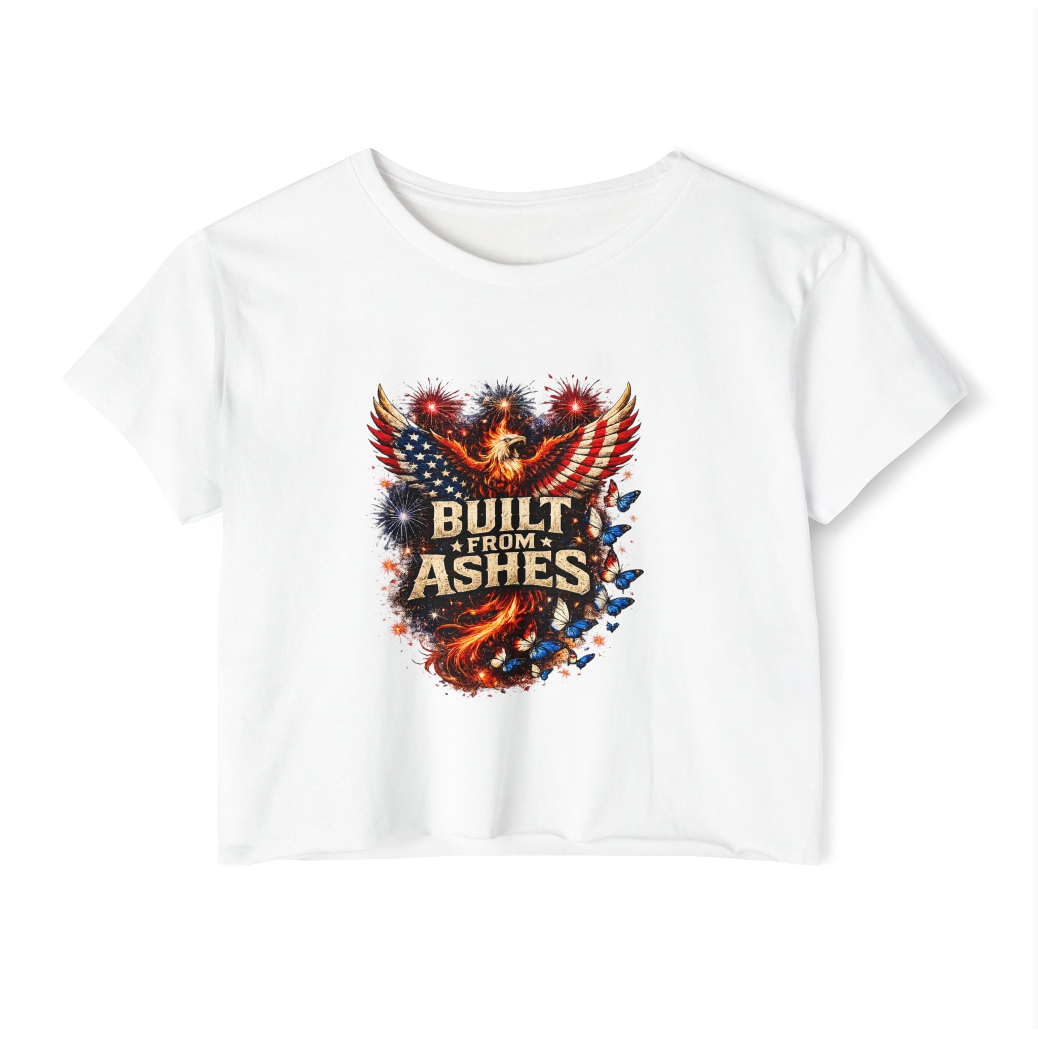 Built From Ashes Phoenix Crop Top — Women’s Festival Graphic Tee