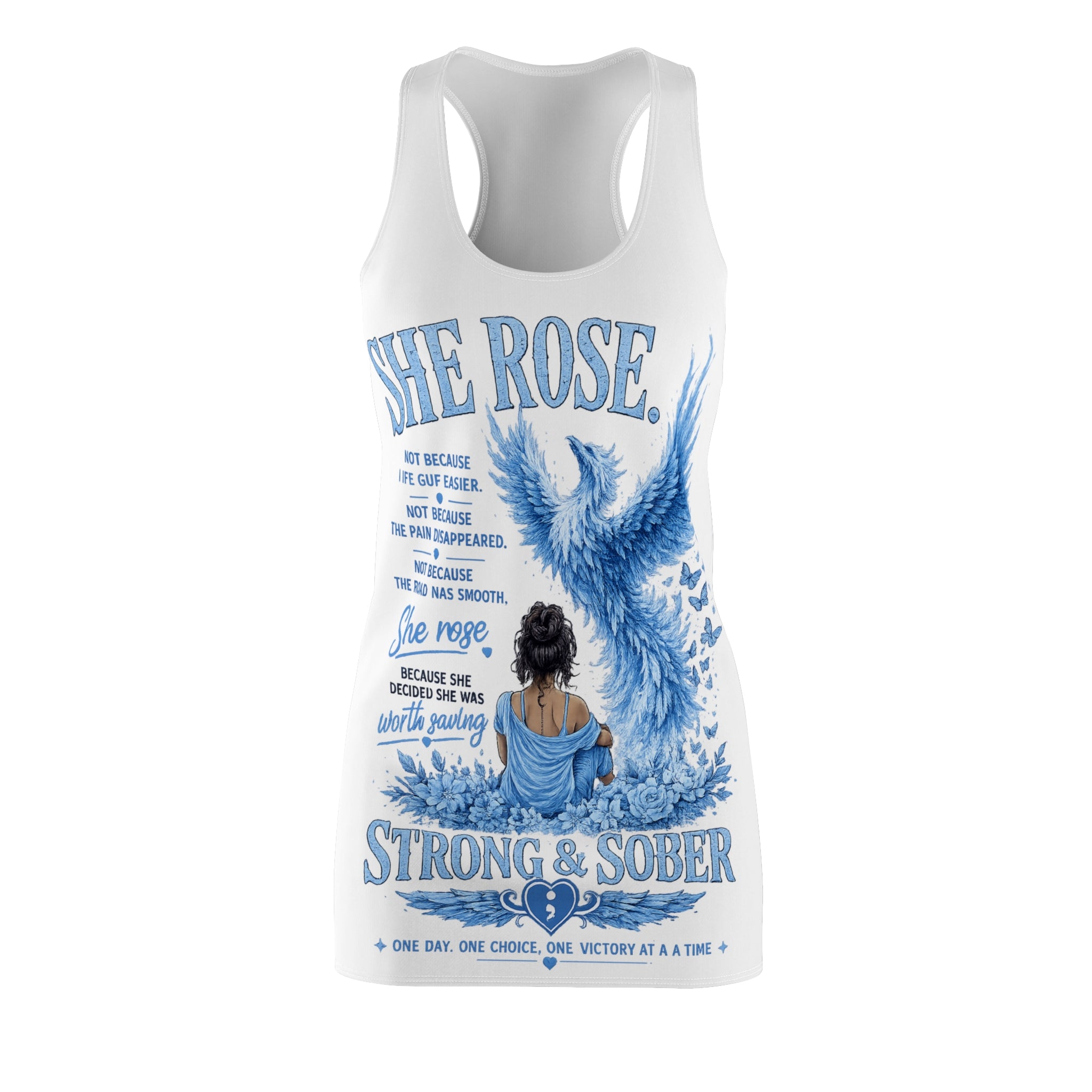 She Rose Racerback Dress — Baby Blue Graphic