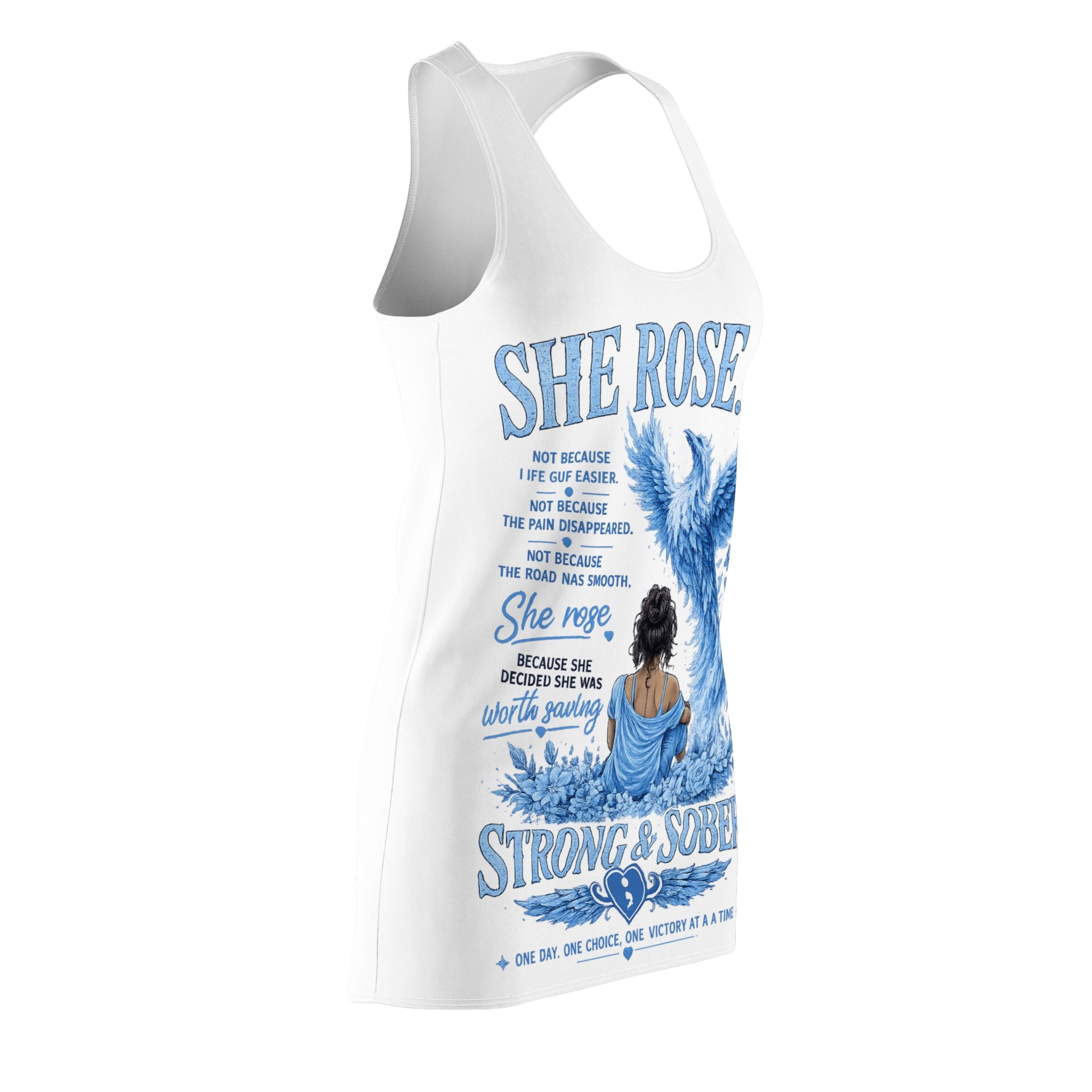 She Rose Racerback Dress — Baby Blue Graphic