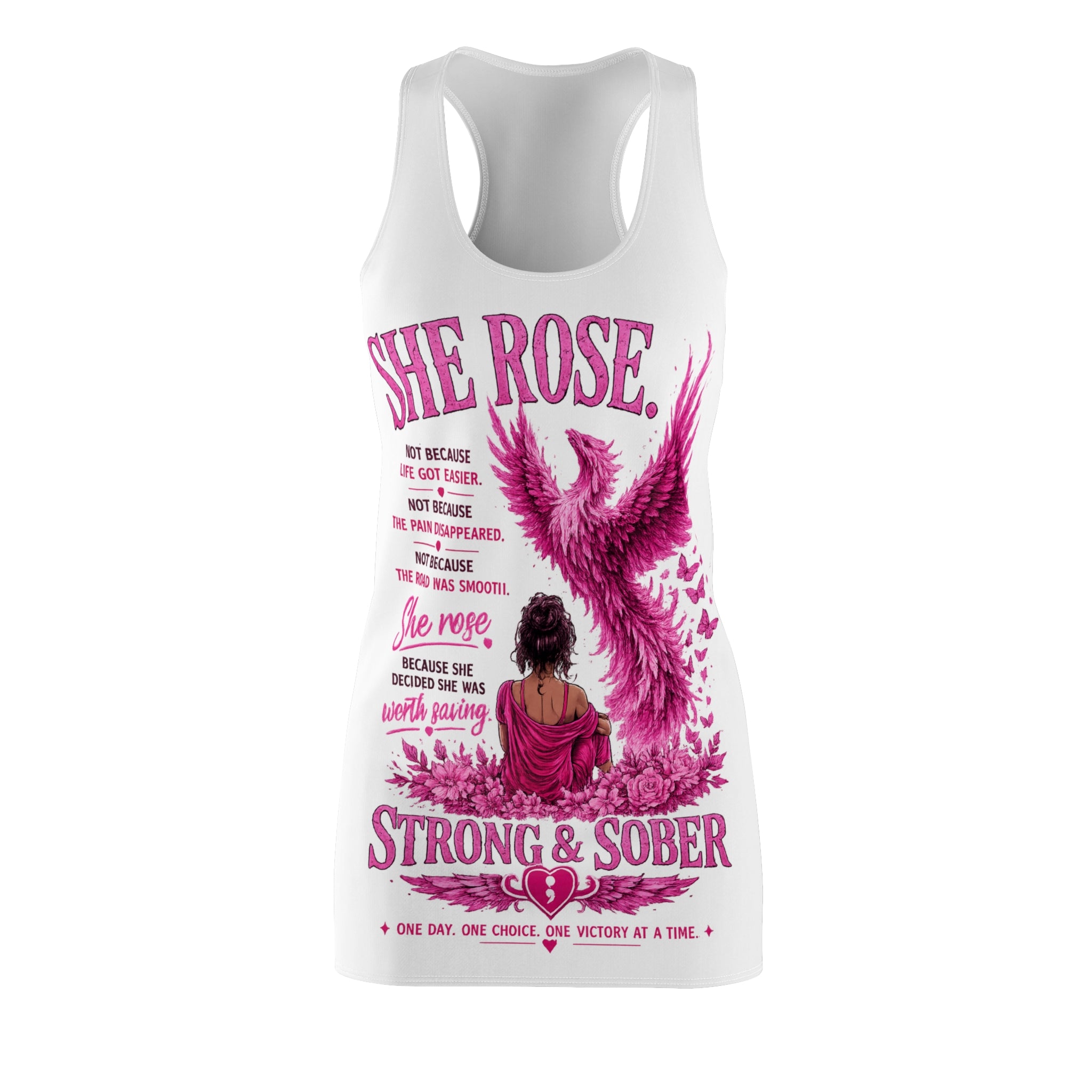 She Rose Racerback Dress — Hot Pink Graphic
