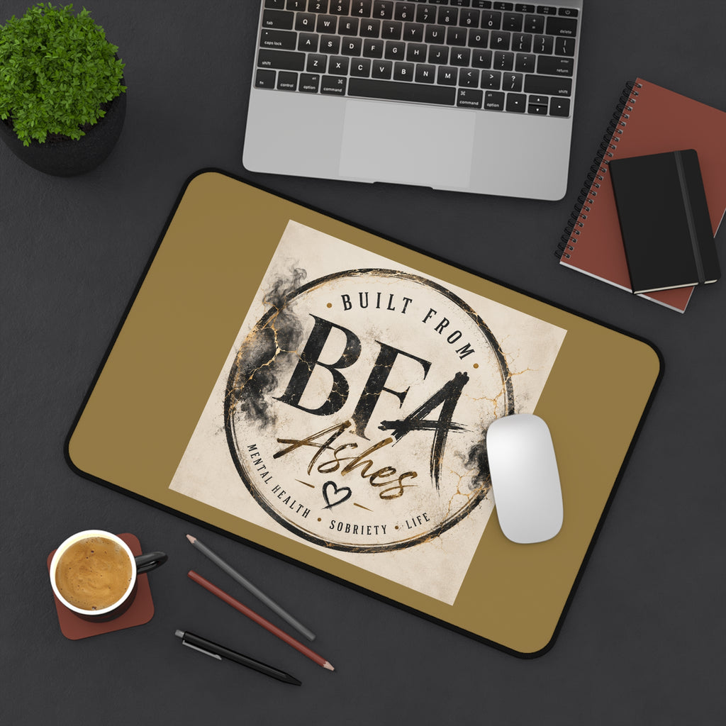 Built From Ashes Desk Mat – Mental Health & Sobriety Inspirational Mouse Pad