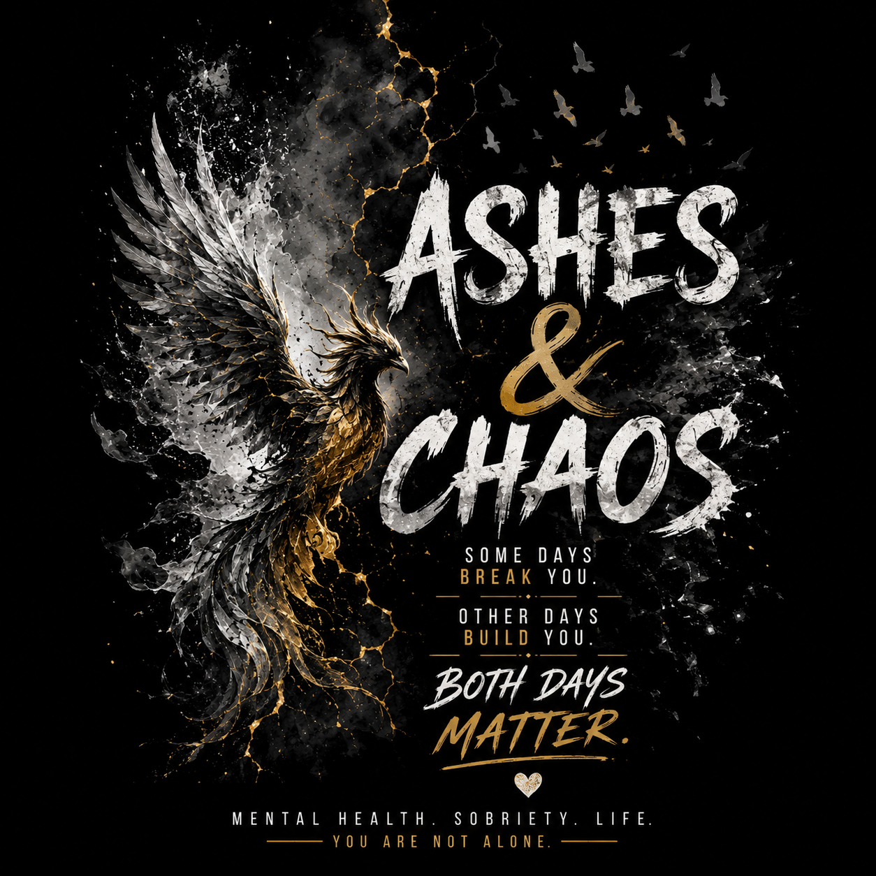 Ashes & Chaos Black Coffee Mug (11oz/15oz) – Gothic Phoenix Design, 'Both Days Matter'