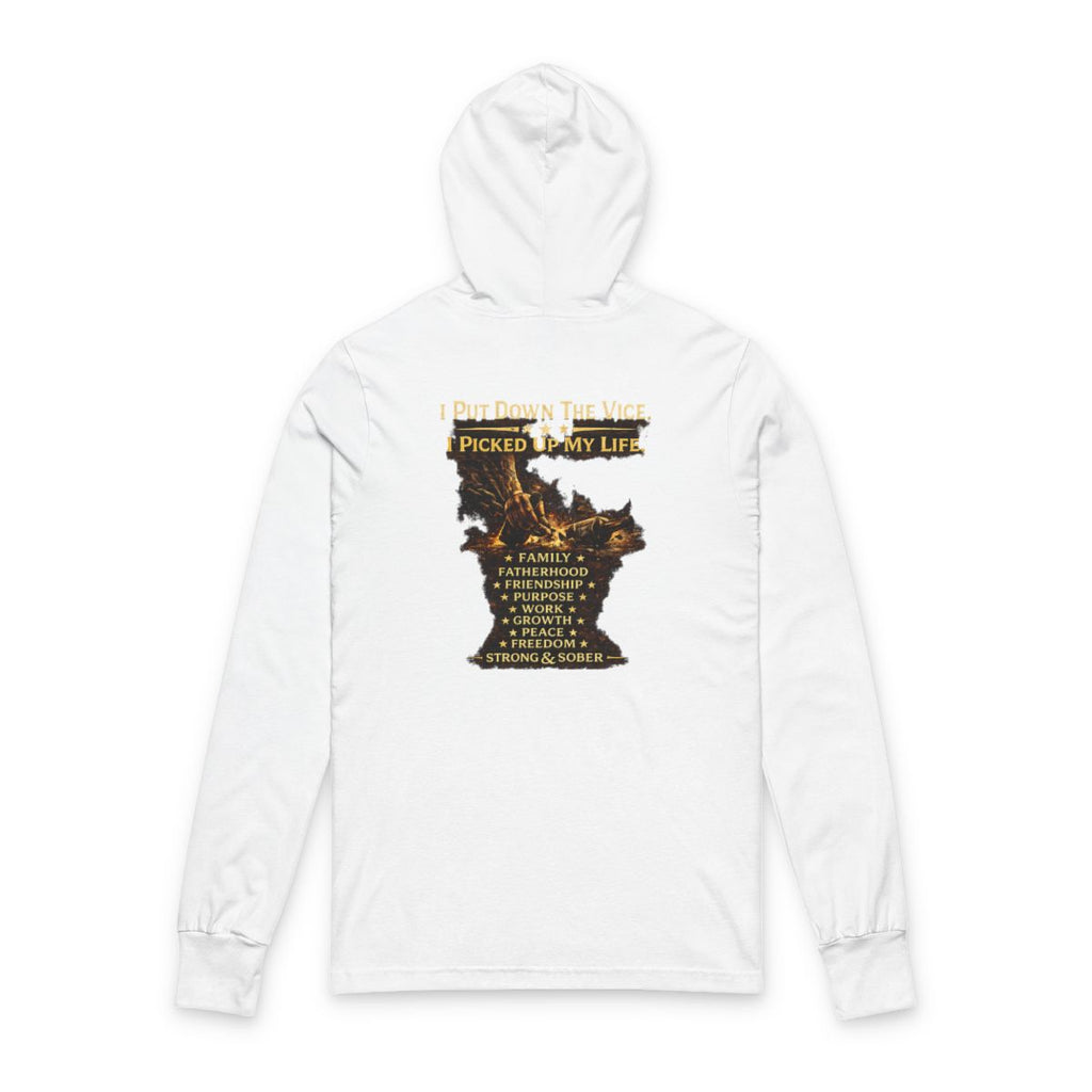 Strong & Sober Hooded Long Sleeve Tee — Recovery Motivation Shirt