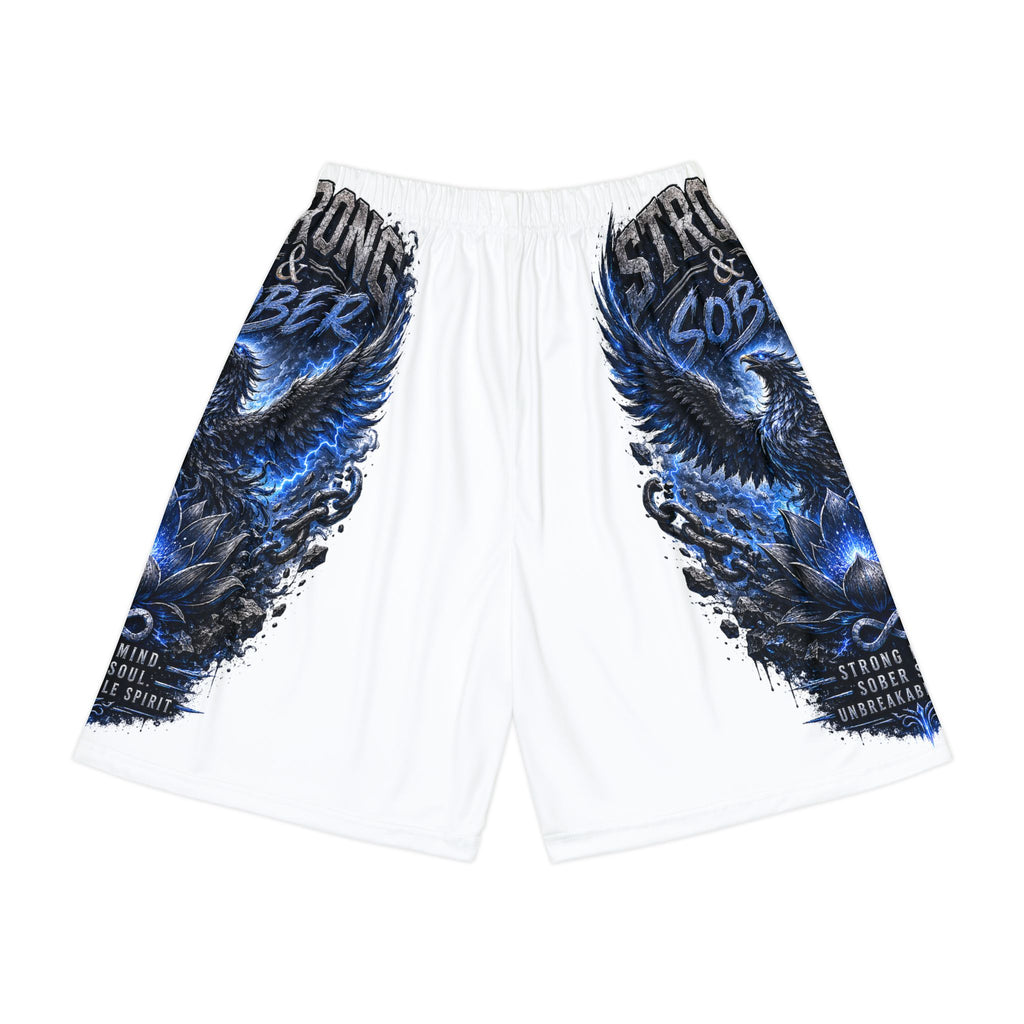 Blue Eagle Graphic Sports Shorts — “Stronger & Sober” Athletic Mesh Shorts