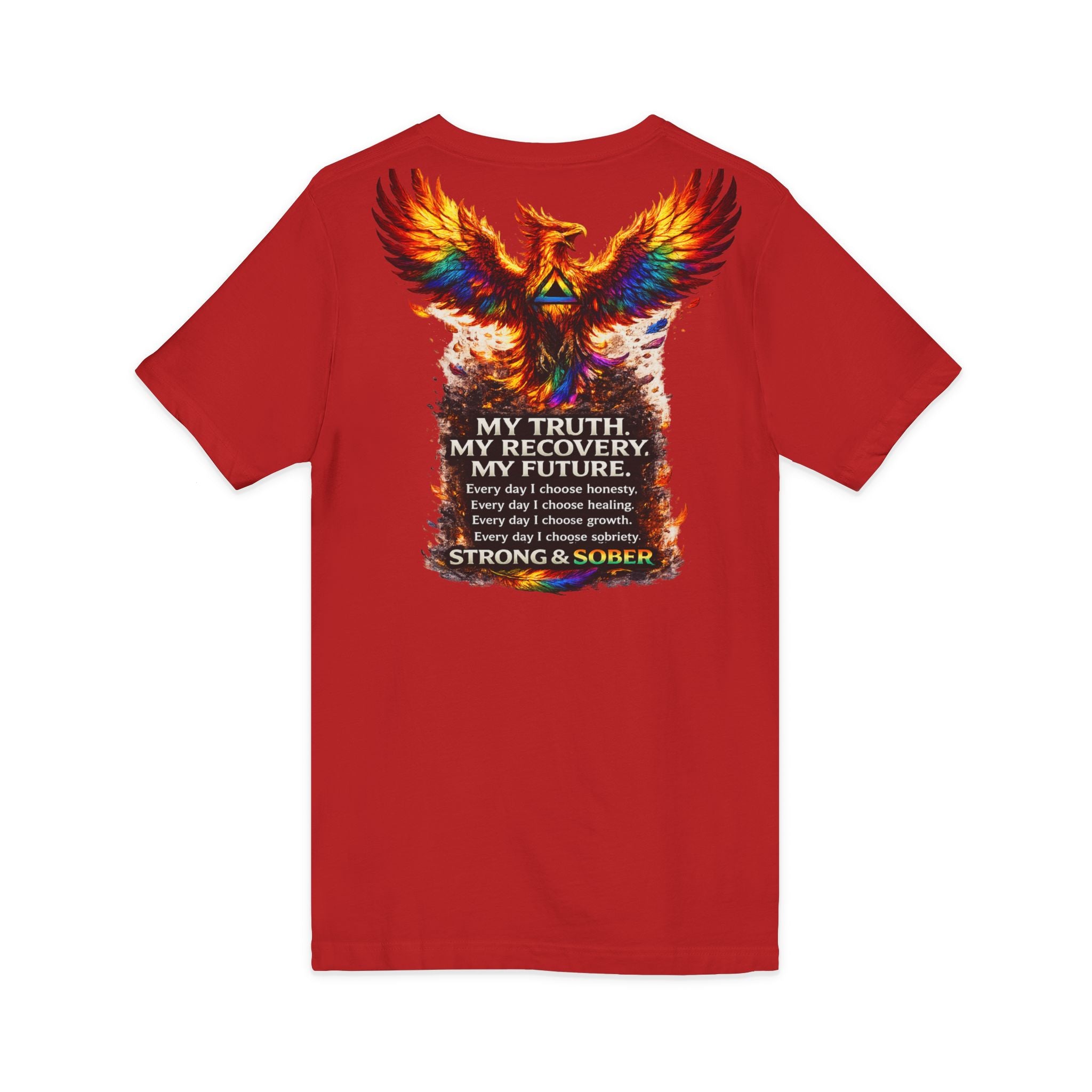 Strong & Sober Phoenix V-Neck Tee — Recovery Inspirational T-Shirt