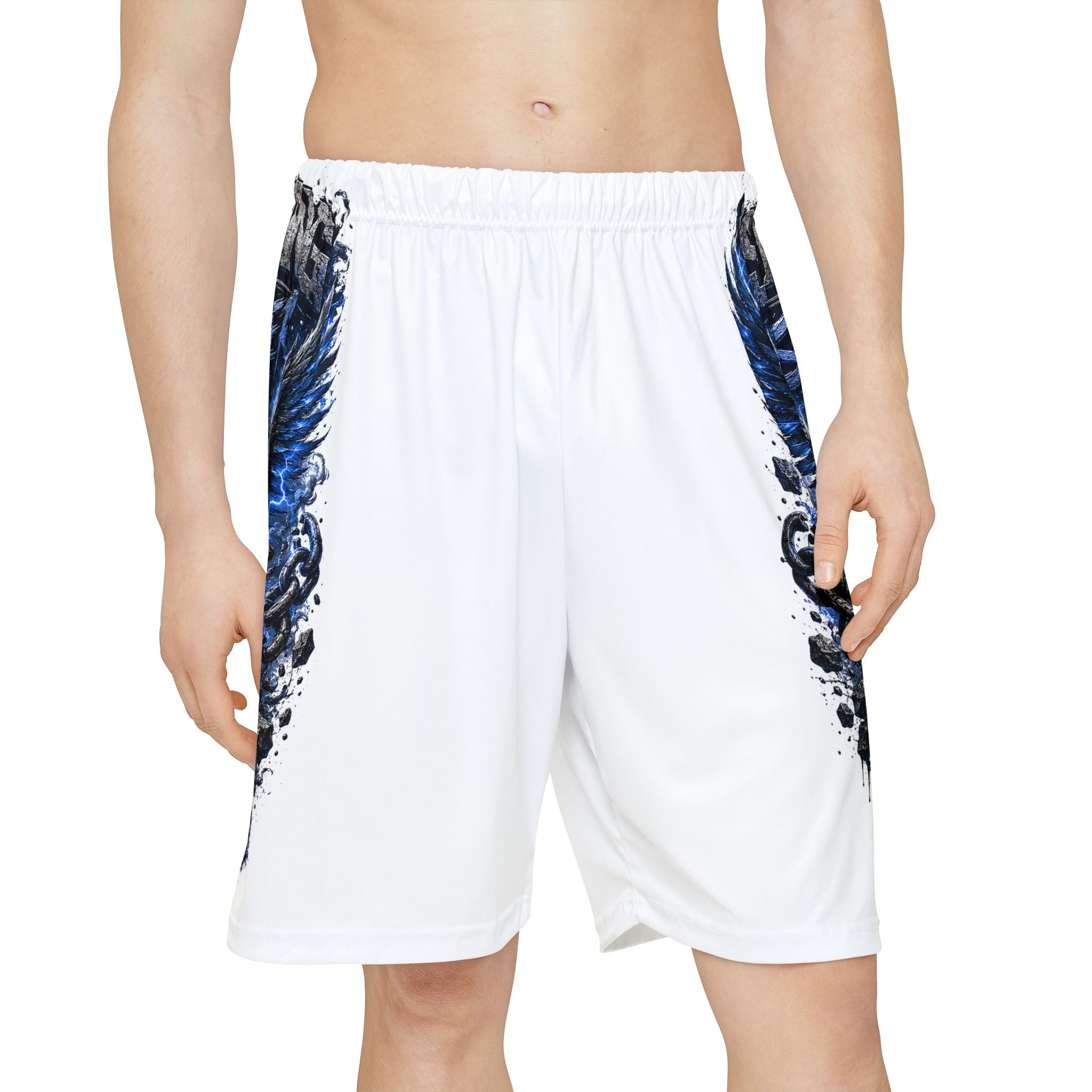 Blue Eagle Graphic Sports Shorts — “Stronger & Sober” Athletic Mesh Shorts