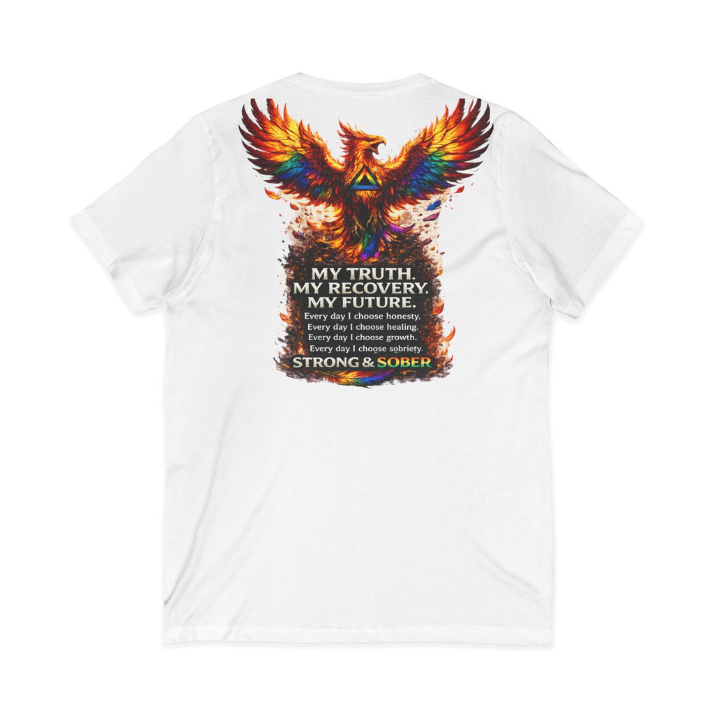 Strong & Sober Phoenix V-Neck Tee — Recovery Inspirational T-Shirt