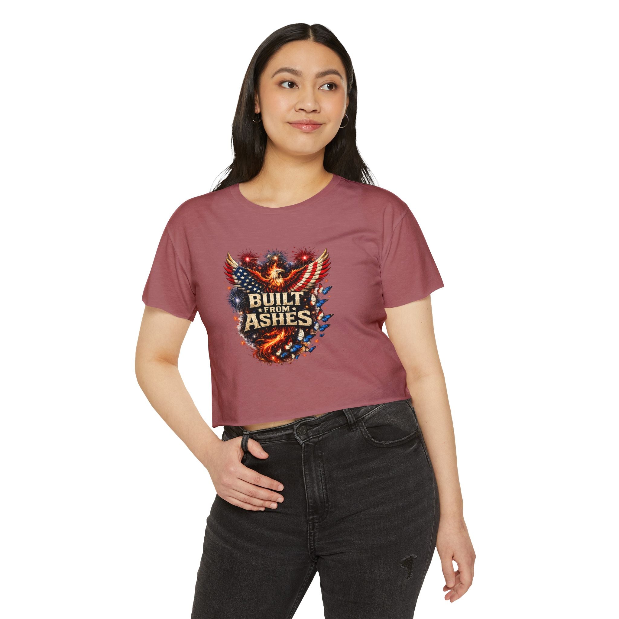 Built From Ashes Phoenix Crop Top — Women’s Festival Graphic Tee