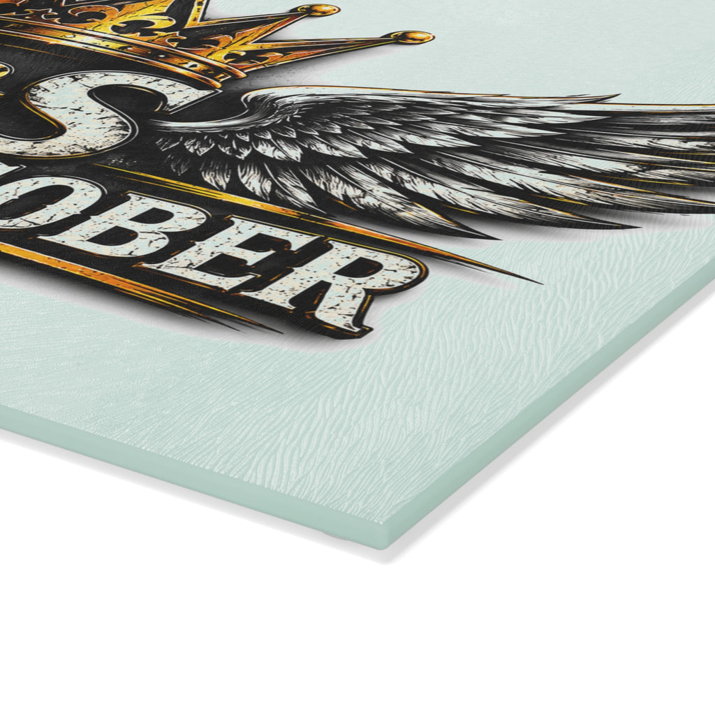 Glass Cutting Board - Strong & Sober Crown Design