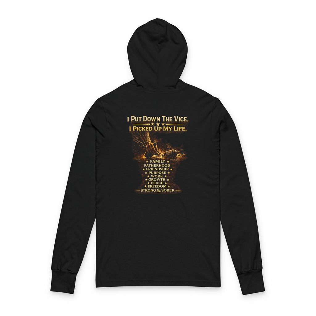Strong & Sober Hooded Long Sleeve Tee — Recovery Motivation Shirt