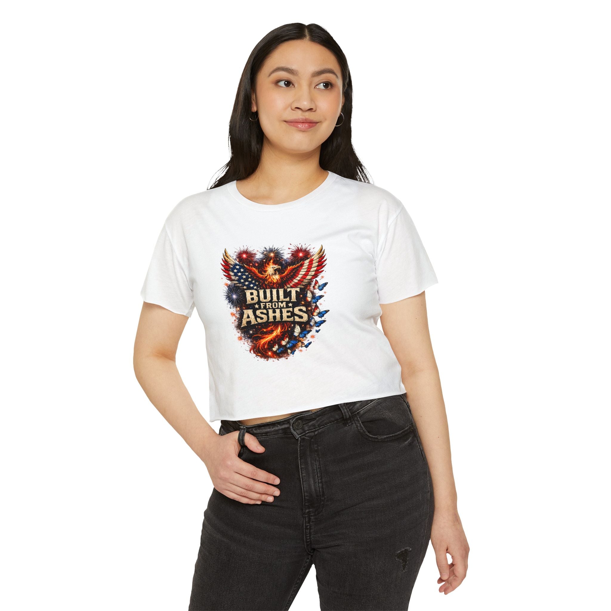 Built From Ashes Phoenix Crop Top — Women’s Festival Graphic Tee