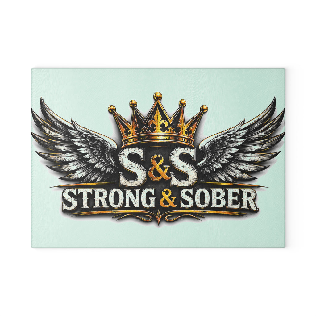 Glass Cutting Board - Strong & Sober Crown Design