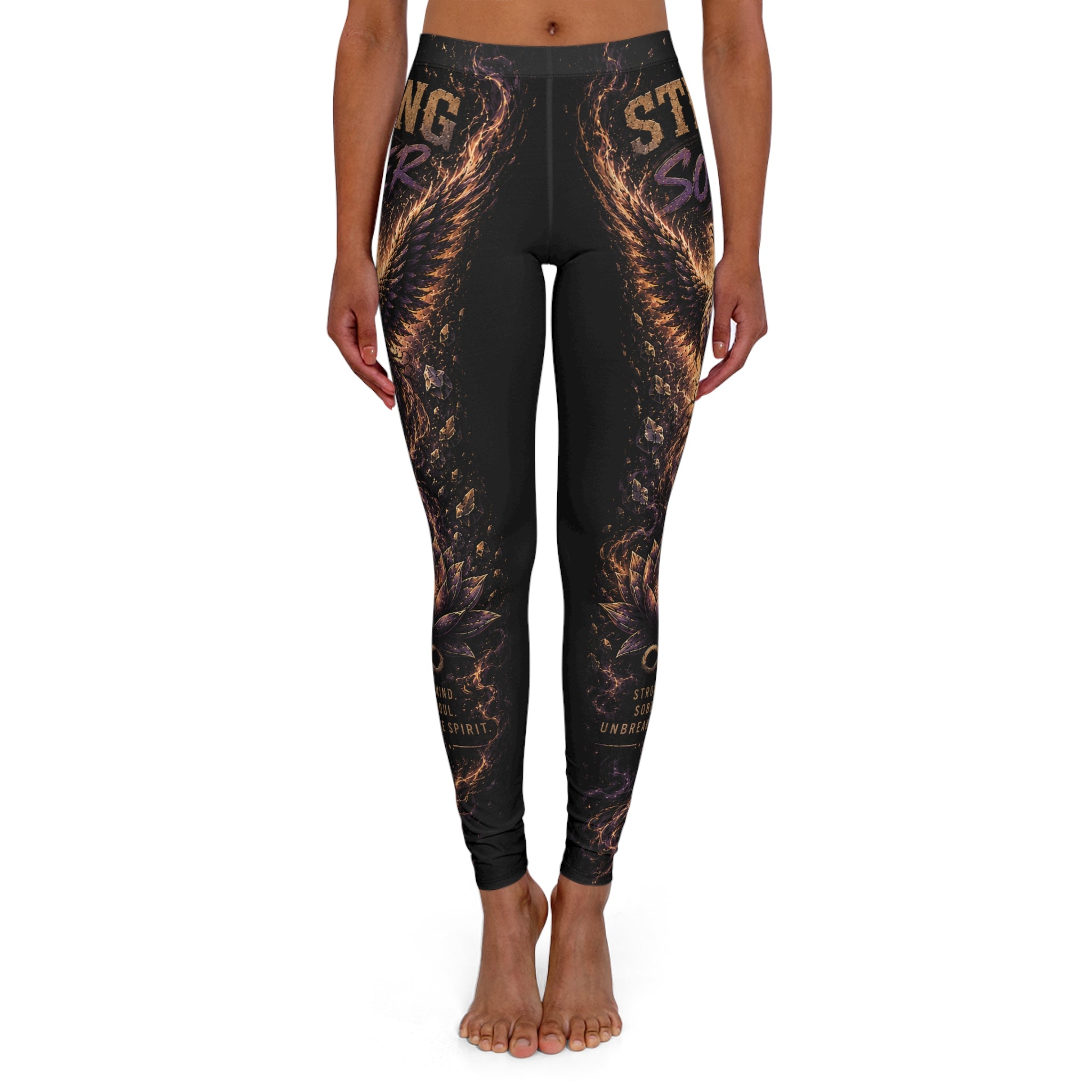 Phoenix Wings Graphic Leggings — 'Strong Soul' Inspirational Yoga Leggings