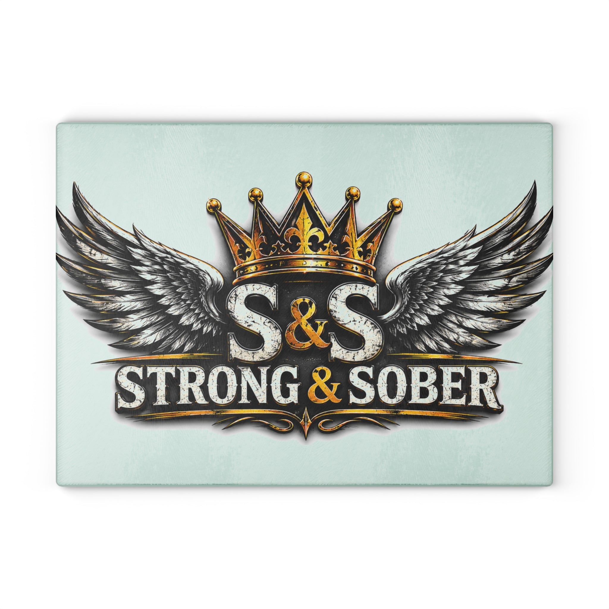 Glass Cutting Board - Strong & Sober Crown Design