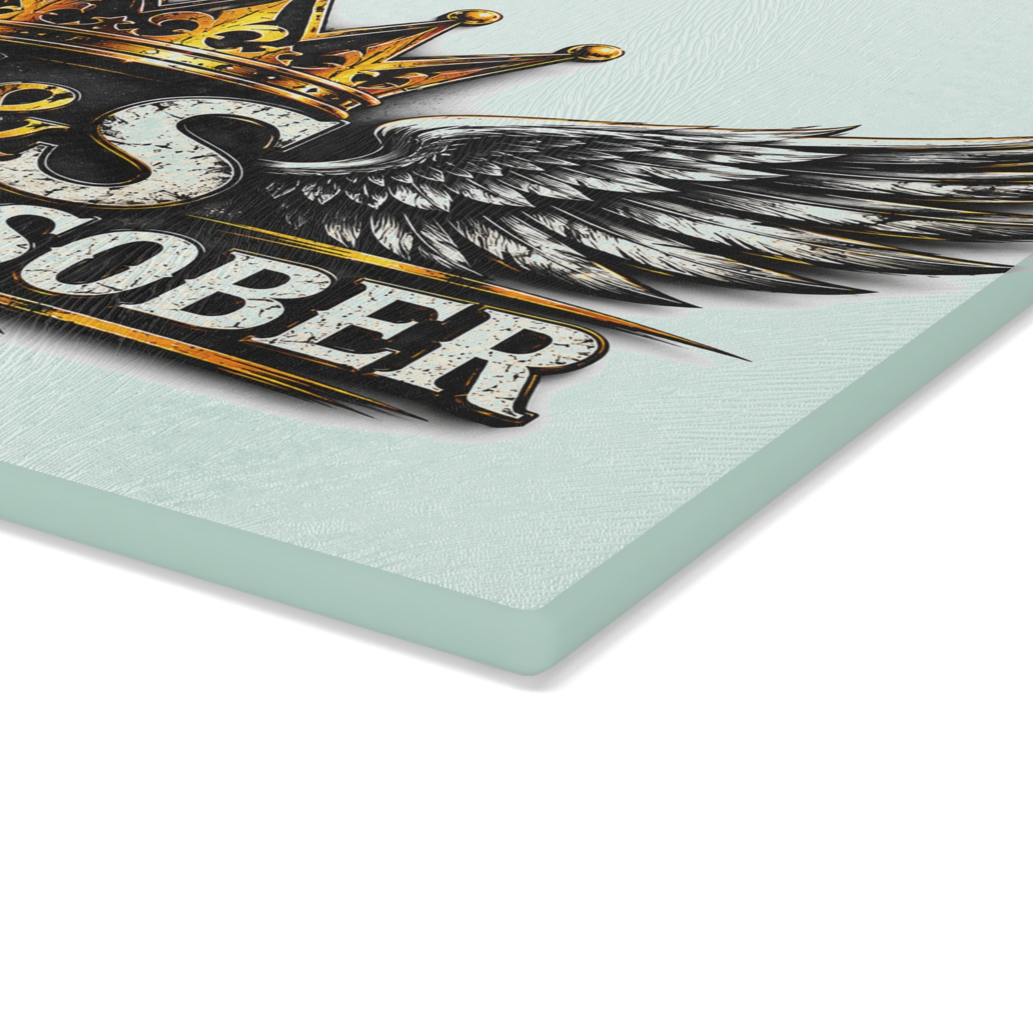 Glass Cutting Board - Strong & Sober Crown Design
