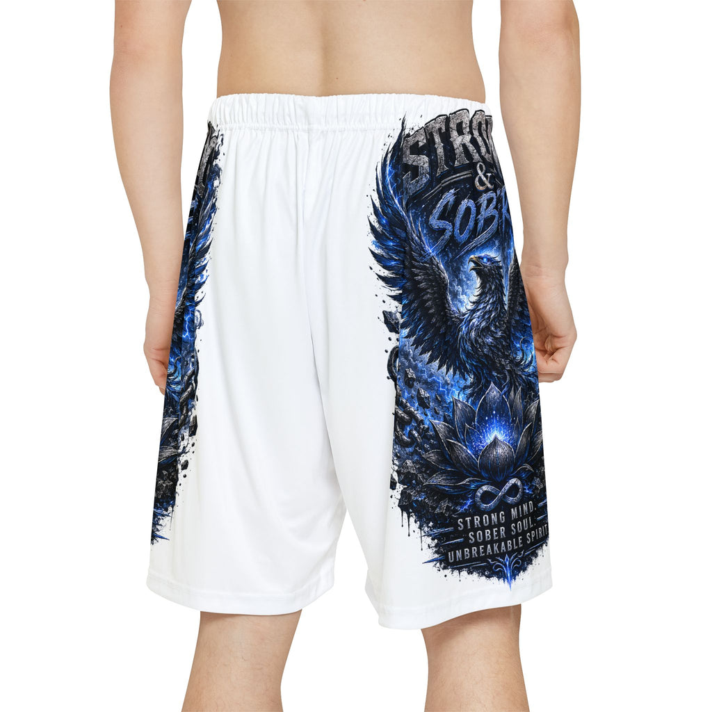Blue Eagle Graphic Sports Shorts — “Stronger & Sober” Athletic Mesh Shorts