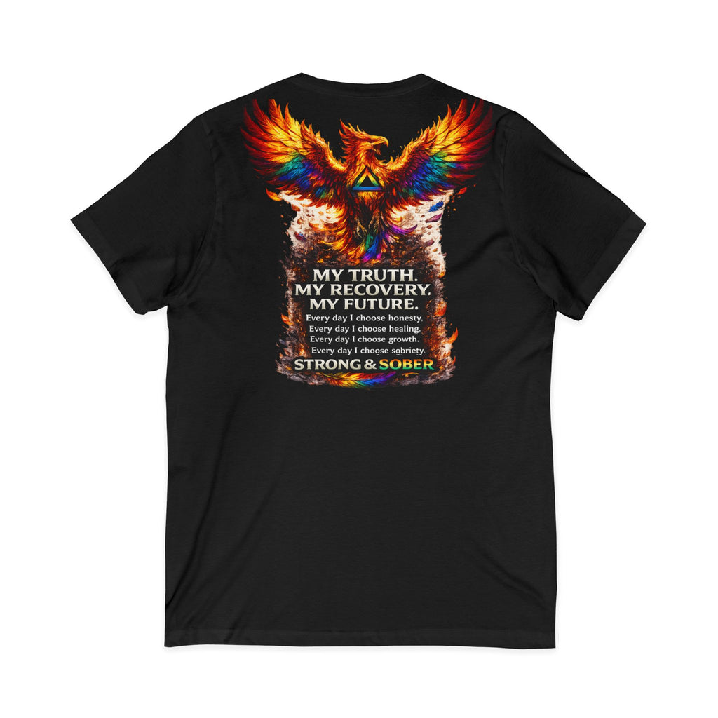 Strong & Sober Phoenix V-Neck Tee — Recovery Inspirational T-Shirt