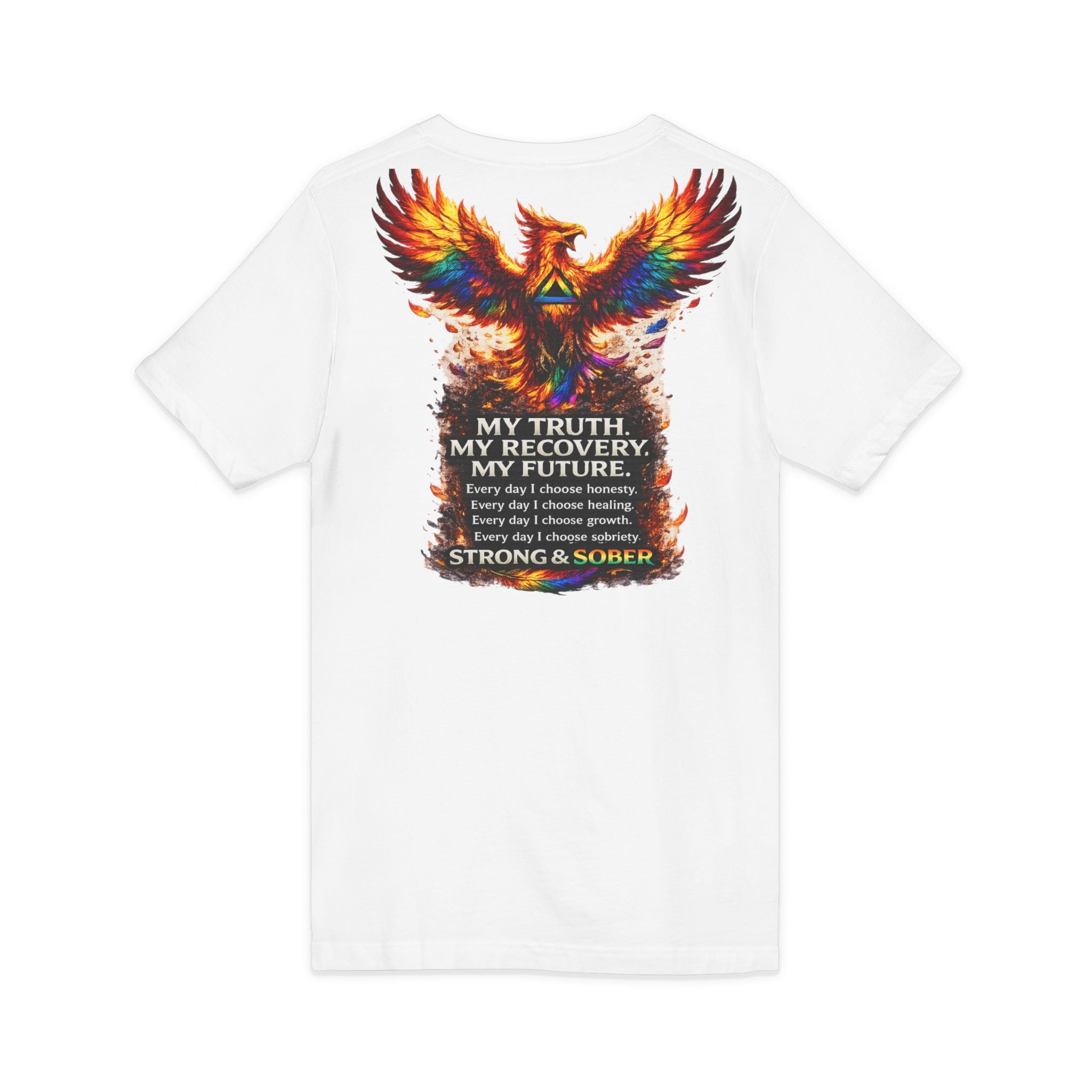 Strong & Sober Phoenix V-Neck Tee — Recovery Inspirational T-Shirt