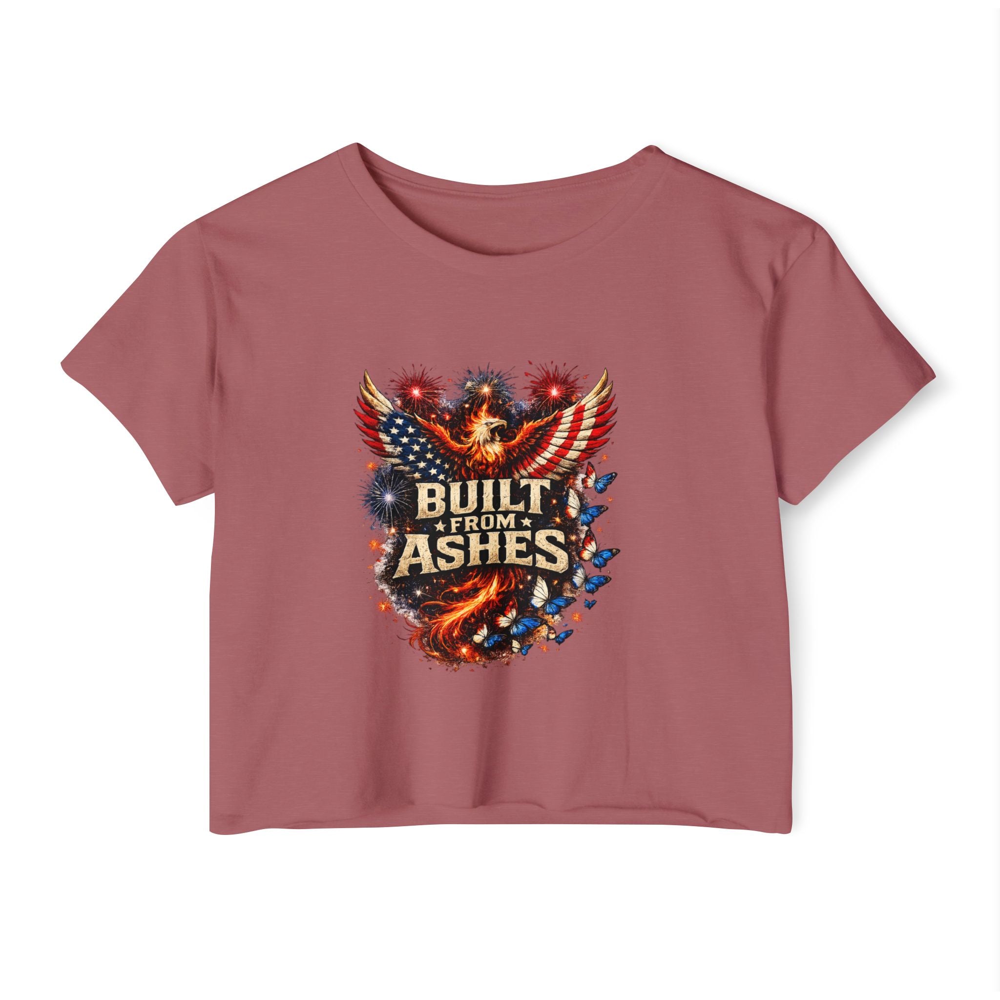 Built From Ashes Phoenix Crop Top — Women’s Festival Graphic Tee