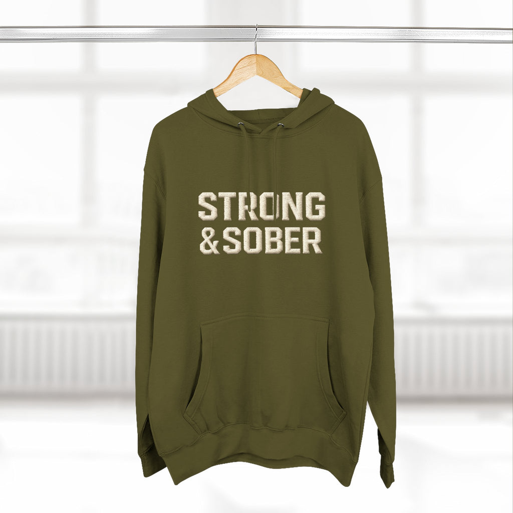 Strong & Sober Hoodie — Recovery Motivational Pullover with Eagle Back Graphic