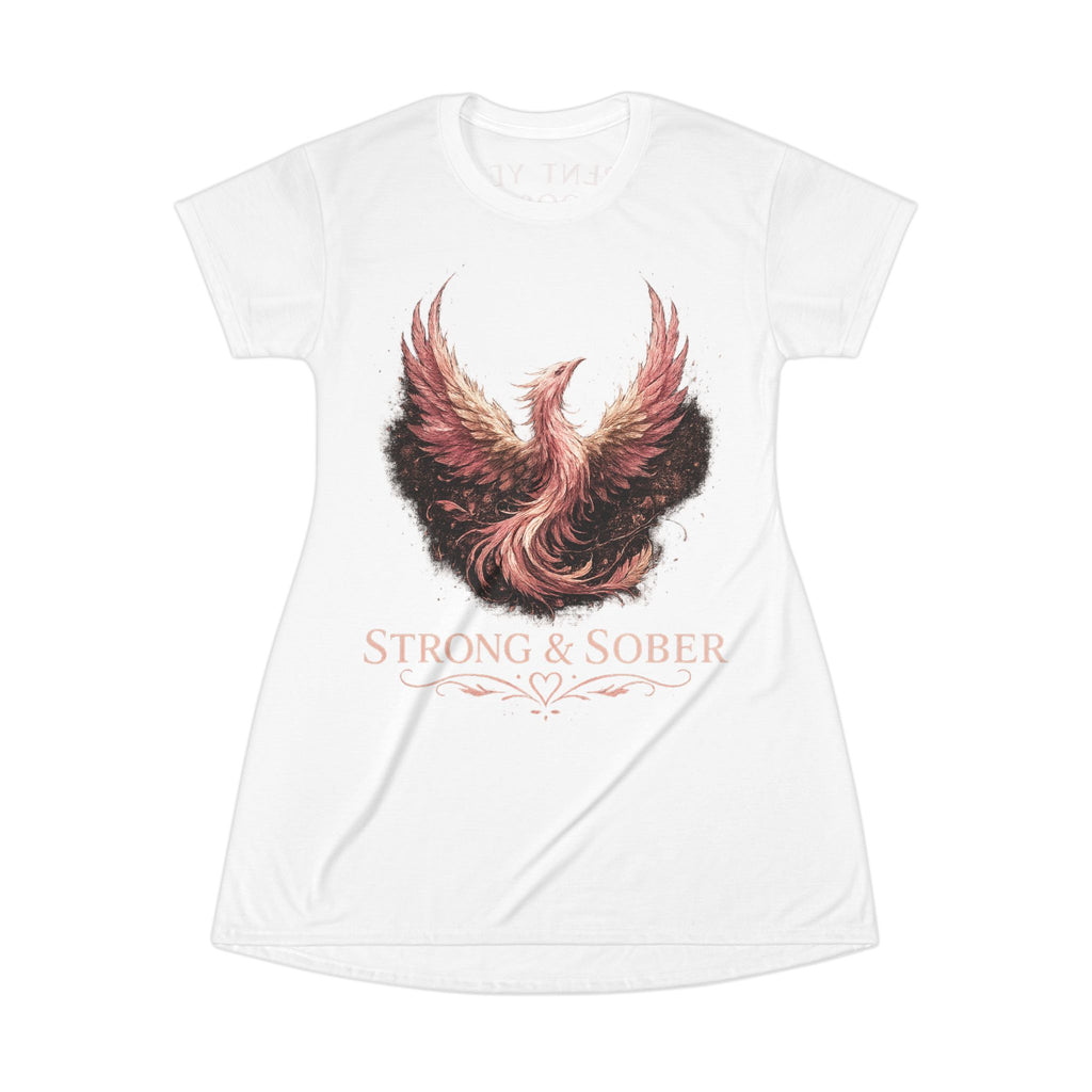 T-Shirt Dress - "Strong & Sober" Phoenix Recovery Dress (Addiction Recovery, Healing & Sobriety Affirmation)