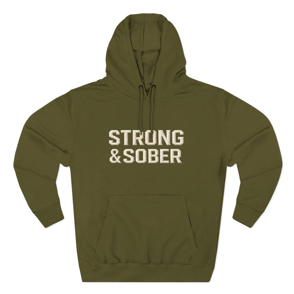Strong & Sober Hoodie — Recovery Motivational Pullover with Eagle Back Graphic