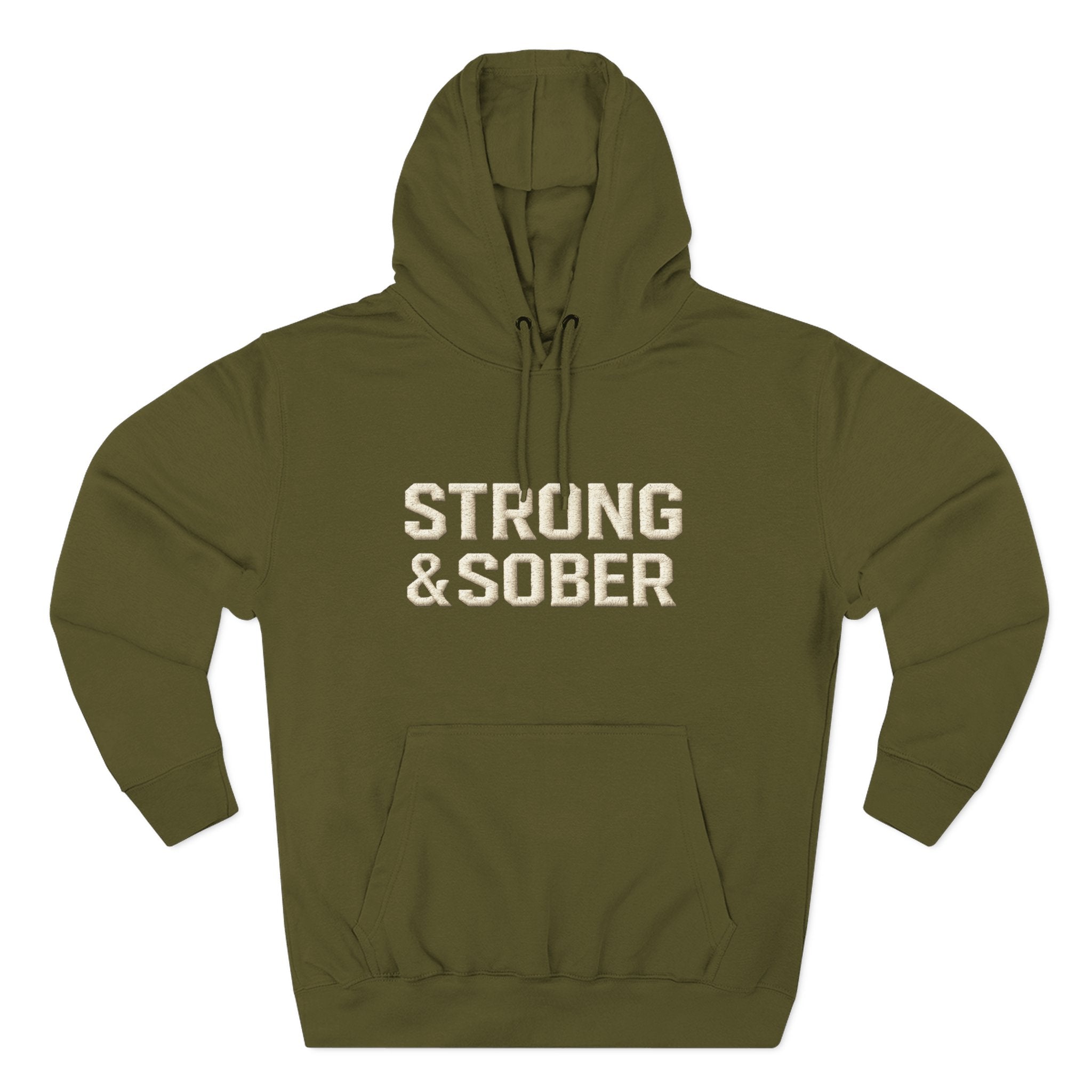 Strong & Sober Hoodie — Recovery Motivational Pullover with Eagle Back Graphic