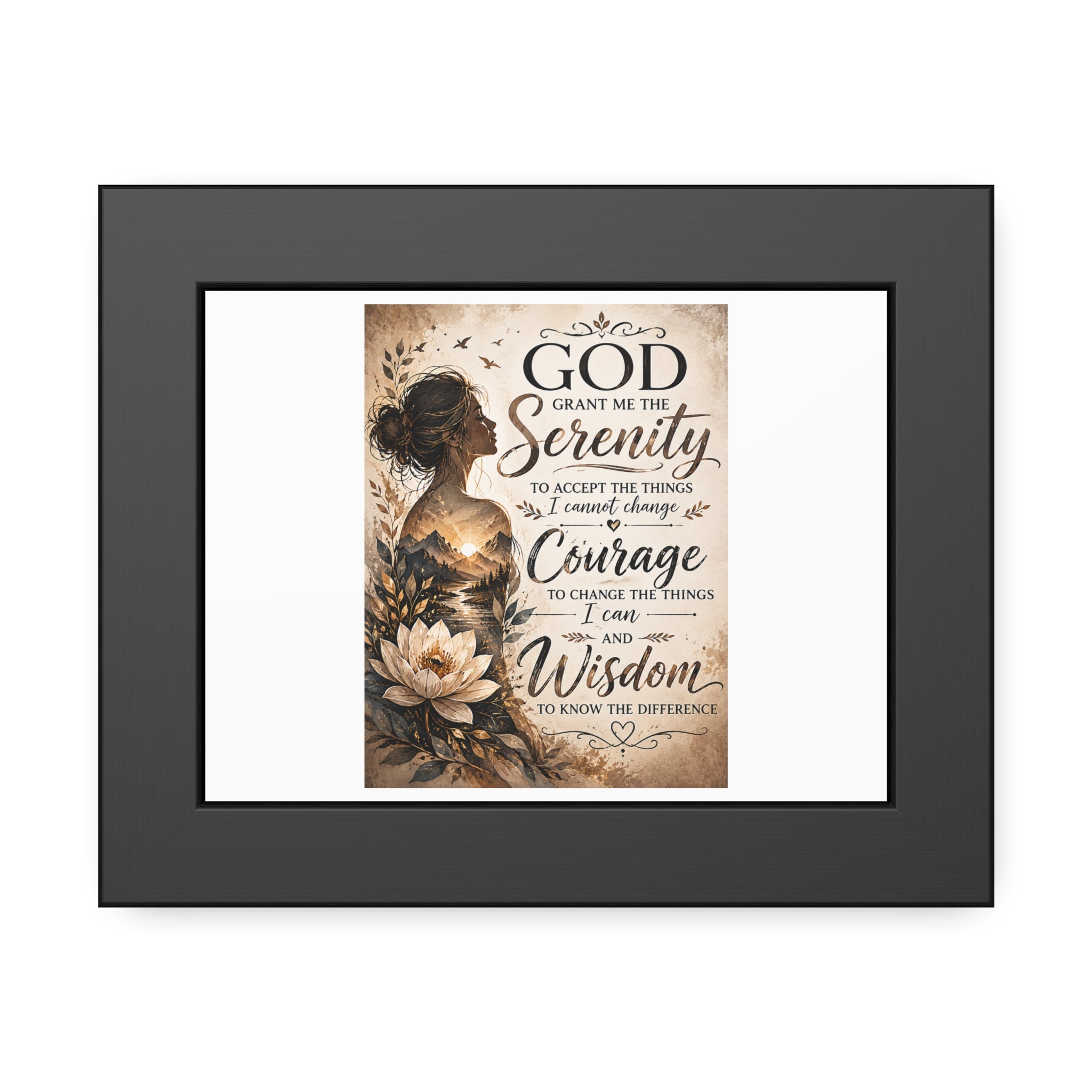 Framed Serenity Prayer Poster - Inspirational Christian Wall Art
