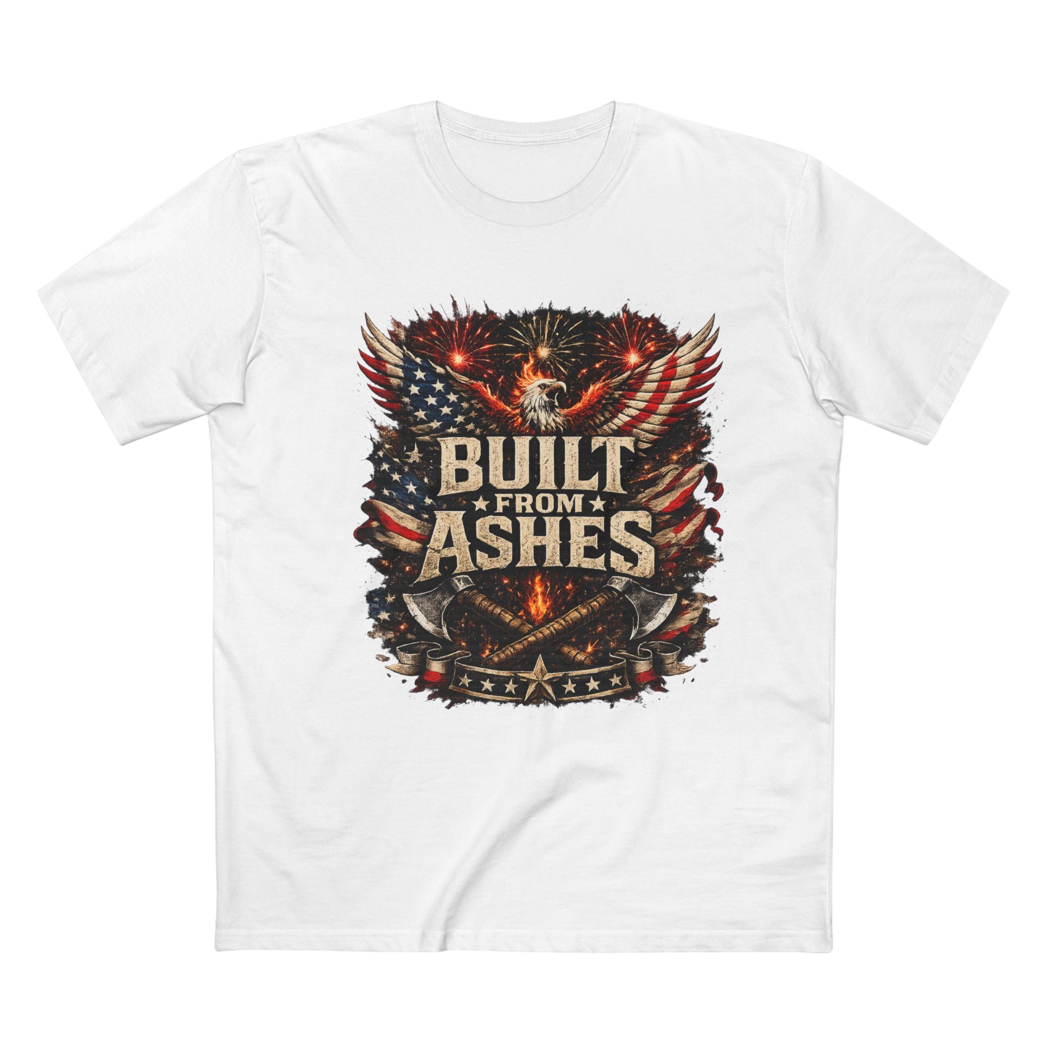 Built From Ashes Tee - 4th of July Eagle Fireworks Patriotic T-Shirt
